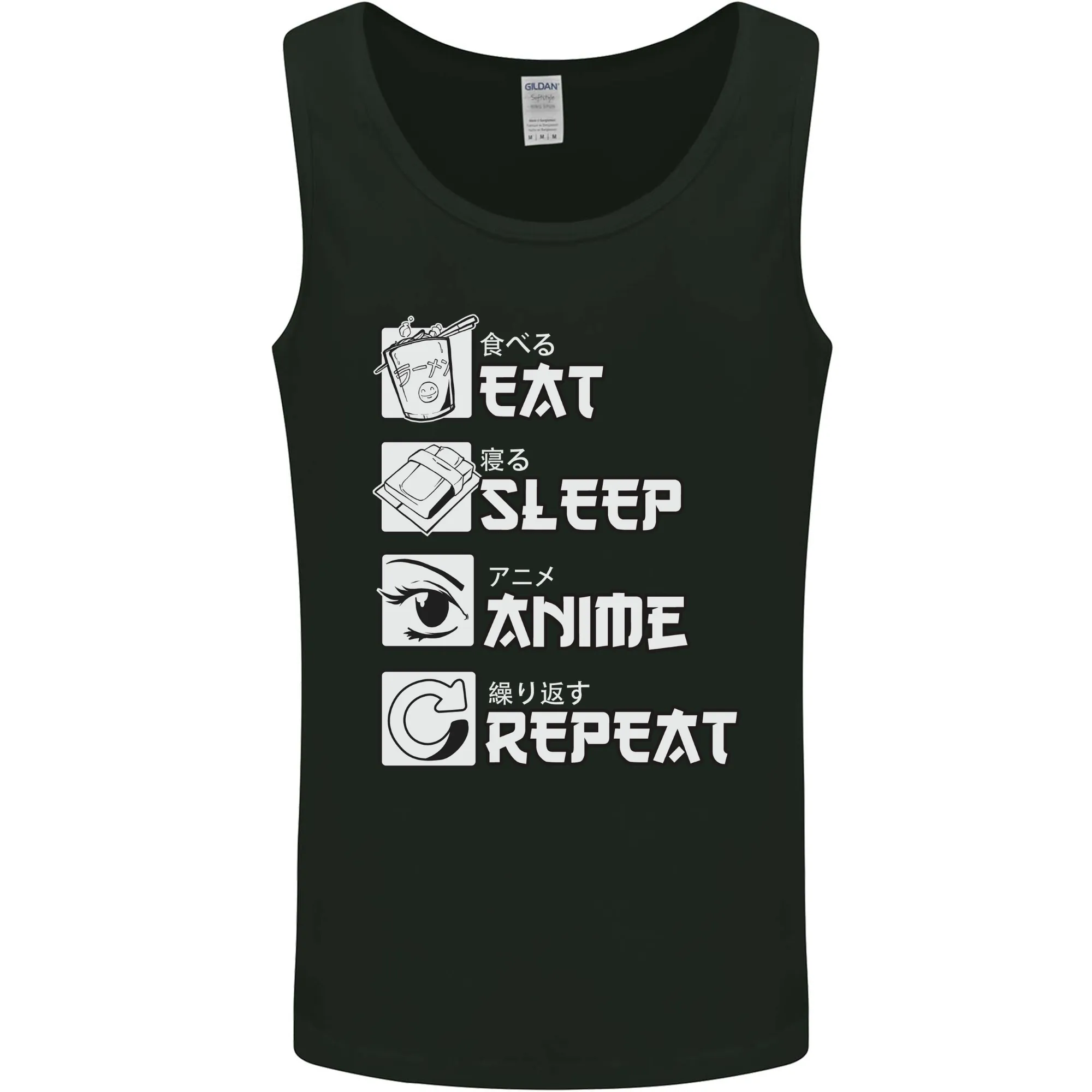 Eat Sleep Anime Repeat Mens Vest Tank Top