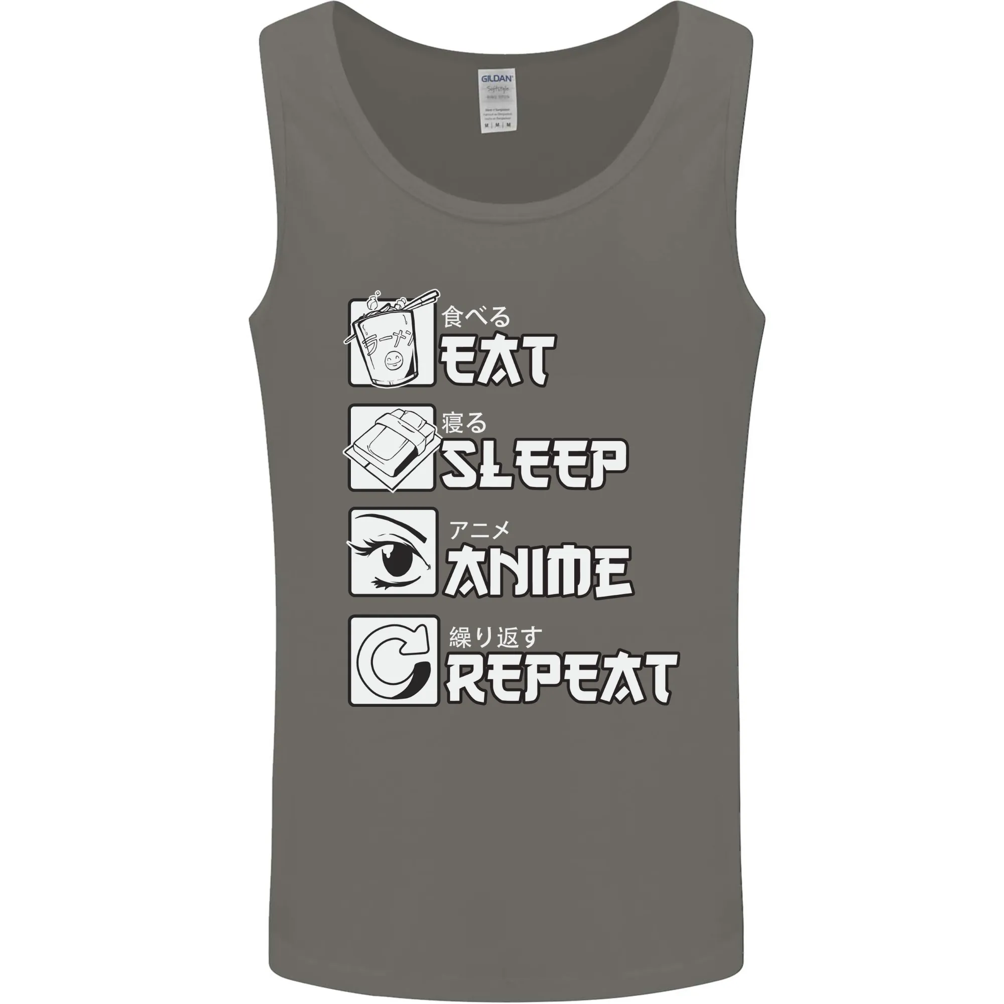 Eat Sleep Anime Repeat Mens Vest Tank Top