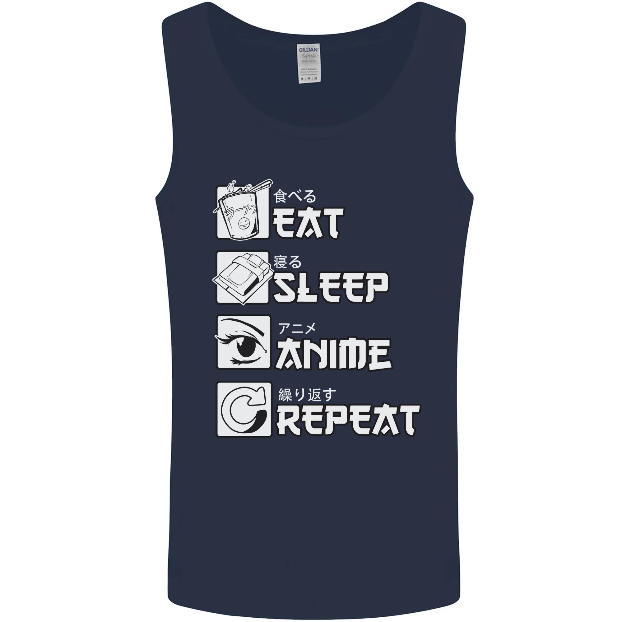Eat Sleep Anime Repeat Mens Vest Tank Top