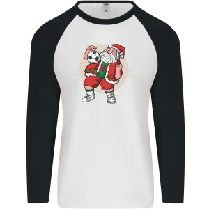 Football Santa Christmas Soccer Xmas Mens L/S Baseball T-Shirt