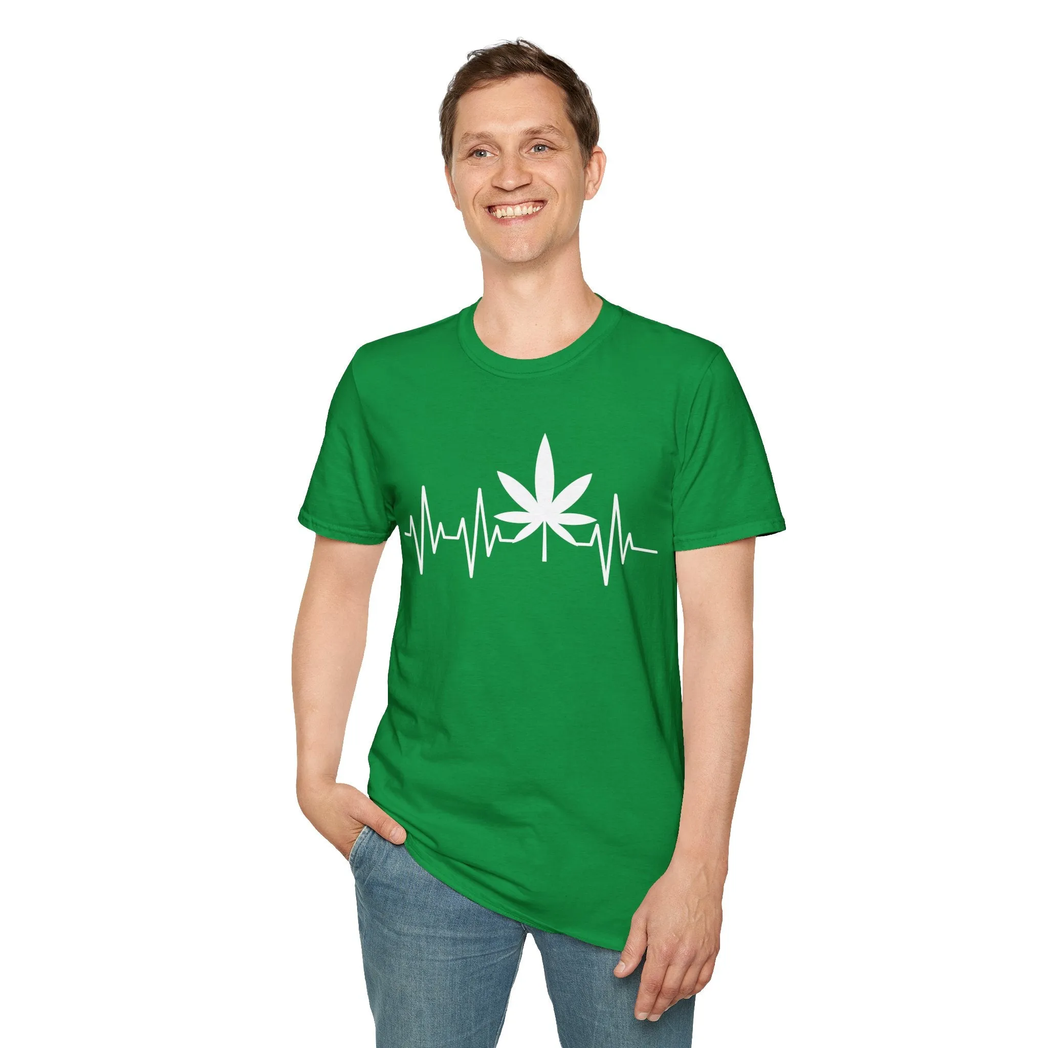 Funny Weed Cannabis Marijuana Leaf Heartbeat Stoner Tie Dye T-Shirt For Men Women T-Shirt