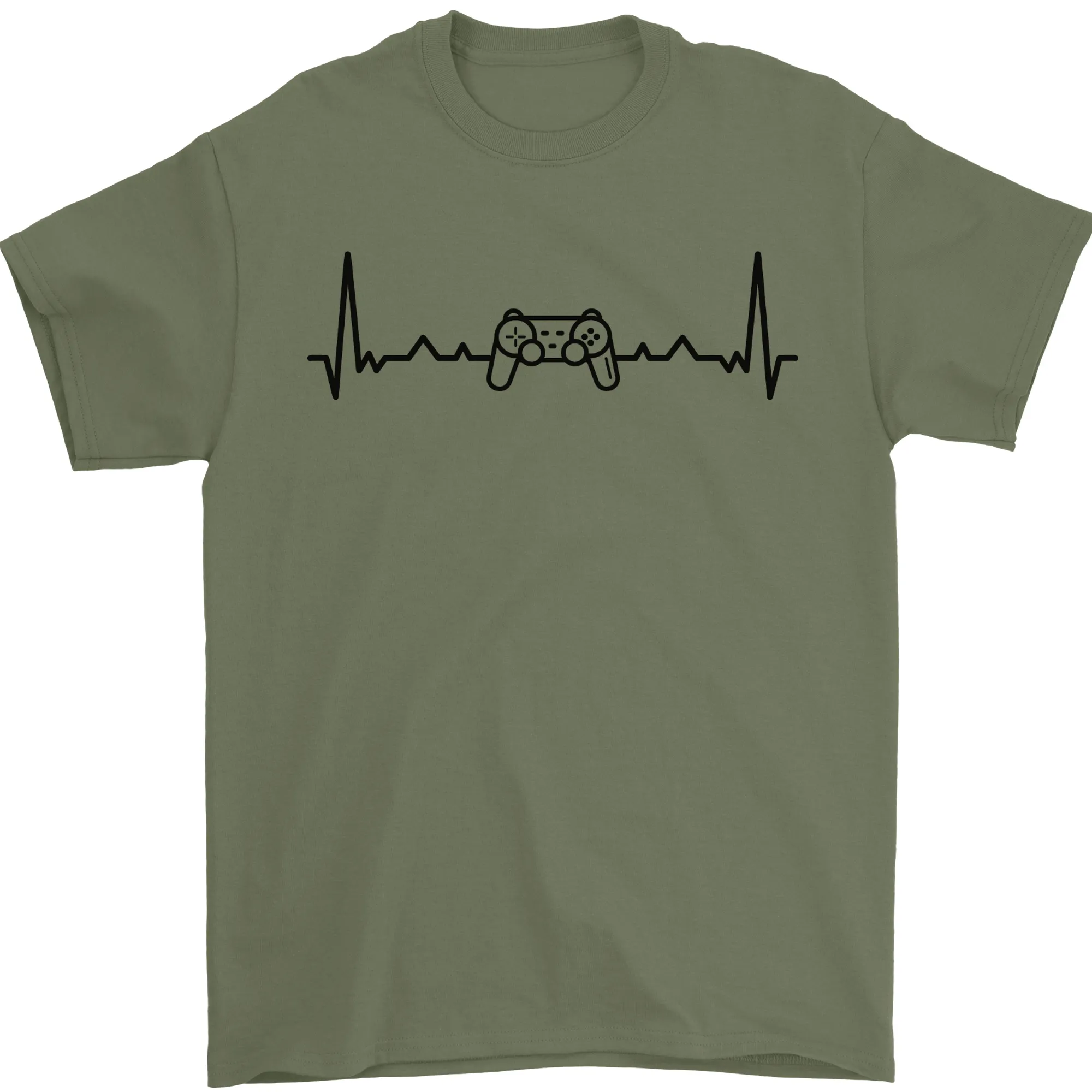 Gaming ECG Video Games Console Controller Mens T-Shirt 100% Cotton