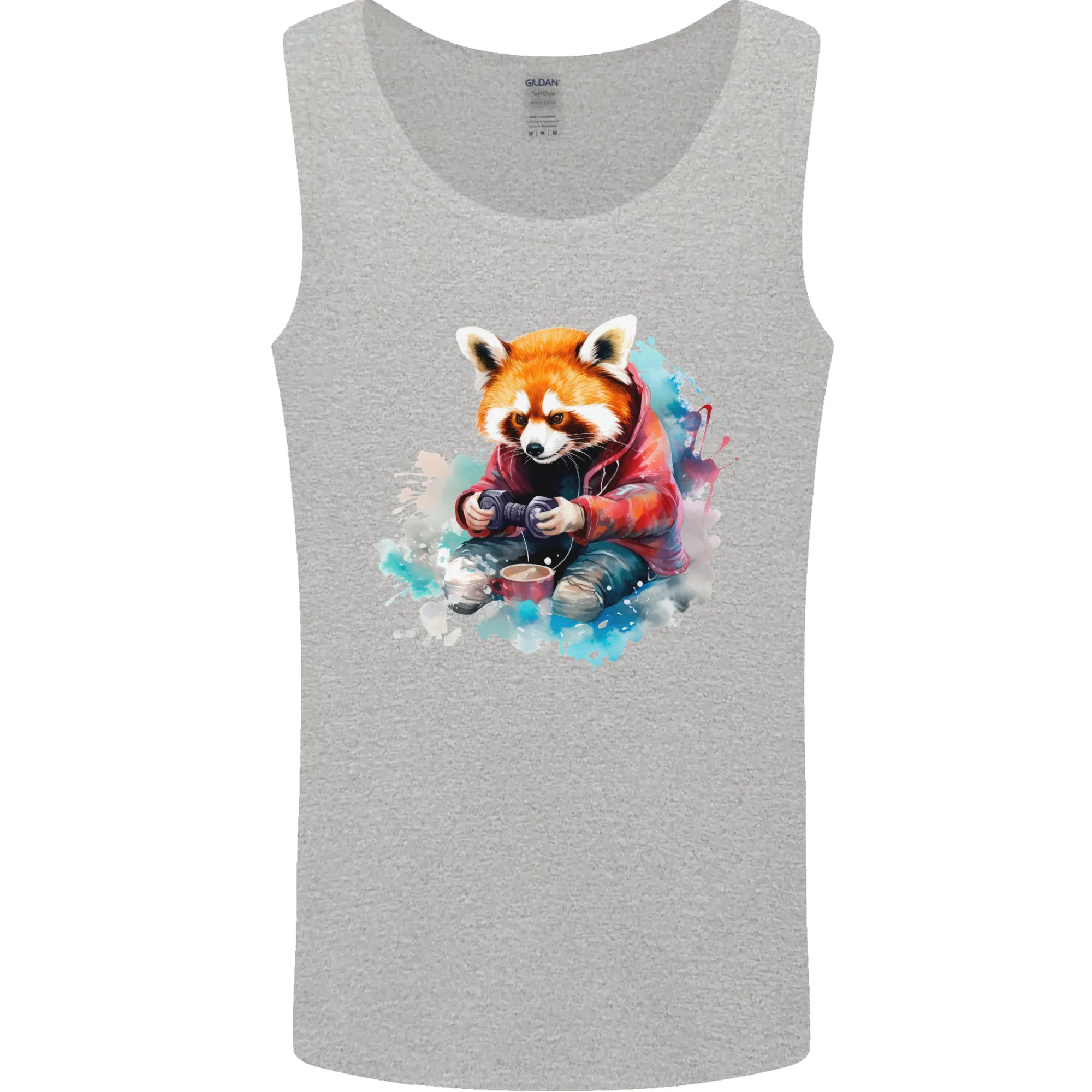 Gaming Red Panda Video Games Gamer Mens Vest Tank Top