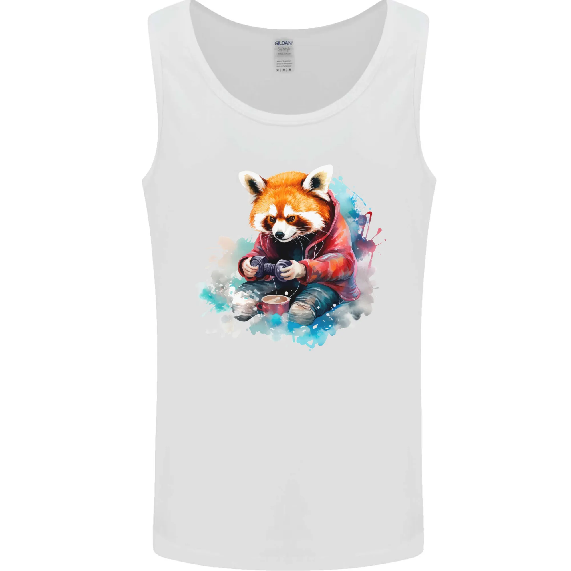 Gaming Red Panda Video Games Gamer Mens Vest Tank Top