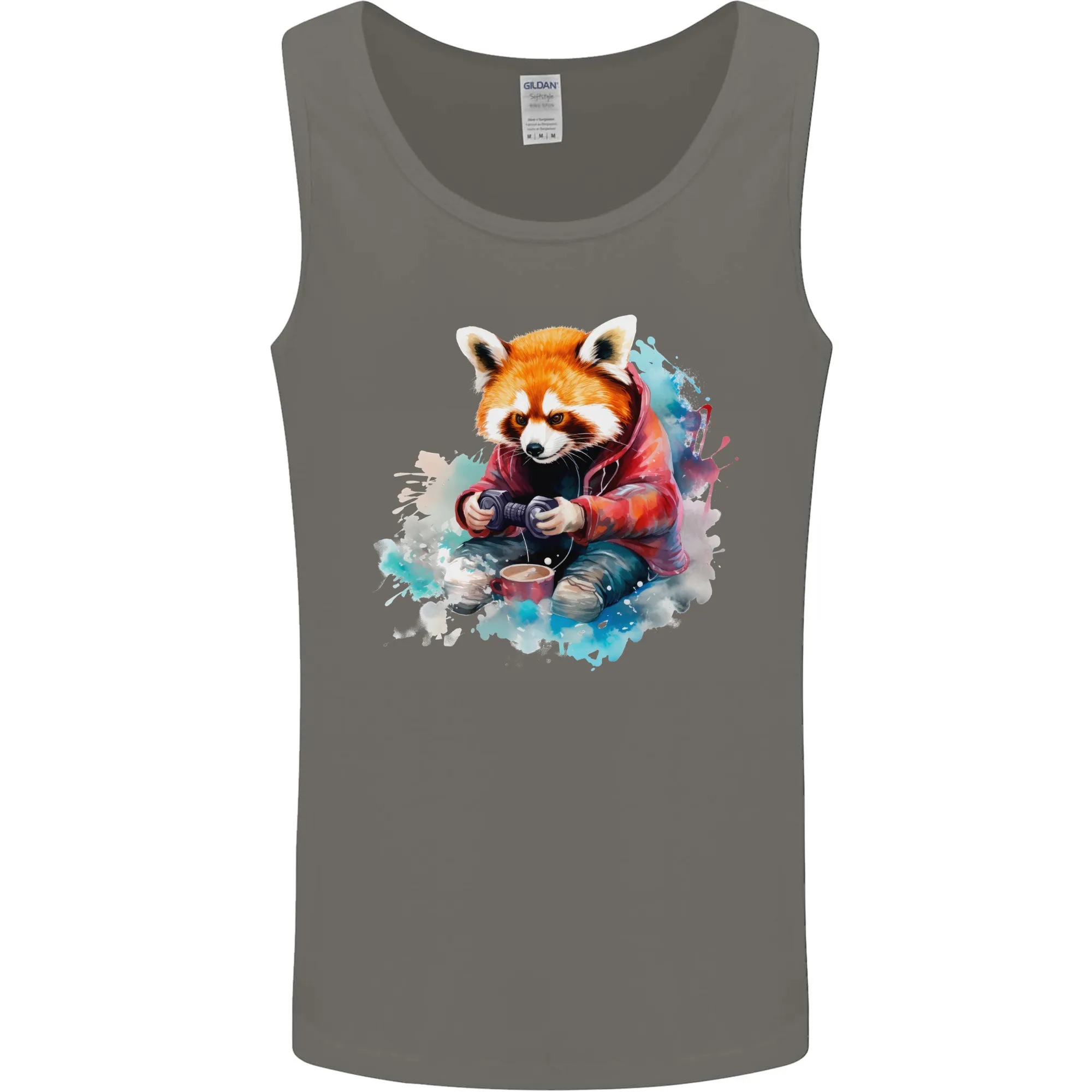 Gaming Red Panda Video Games Gamer Mens Vest Tank Top