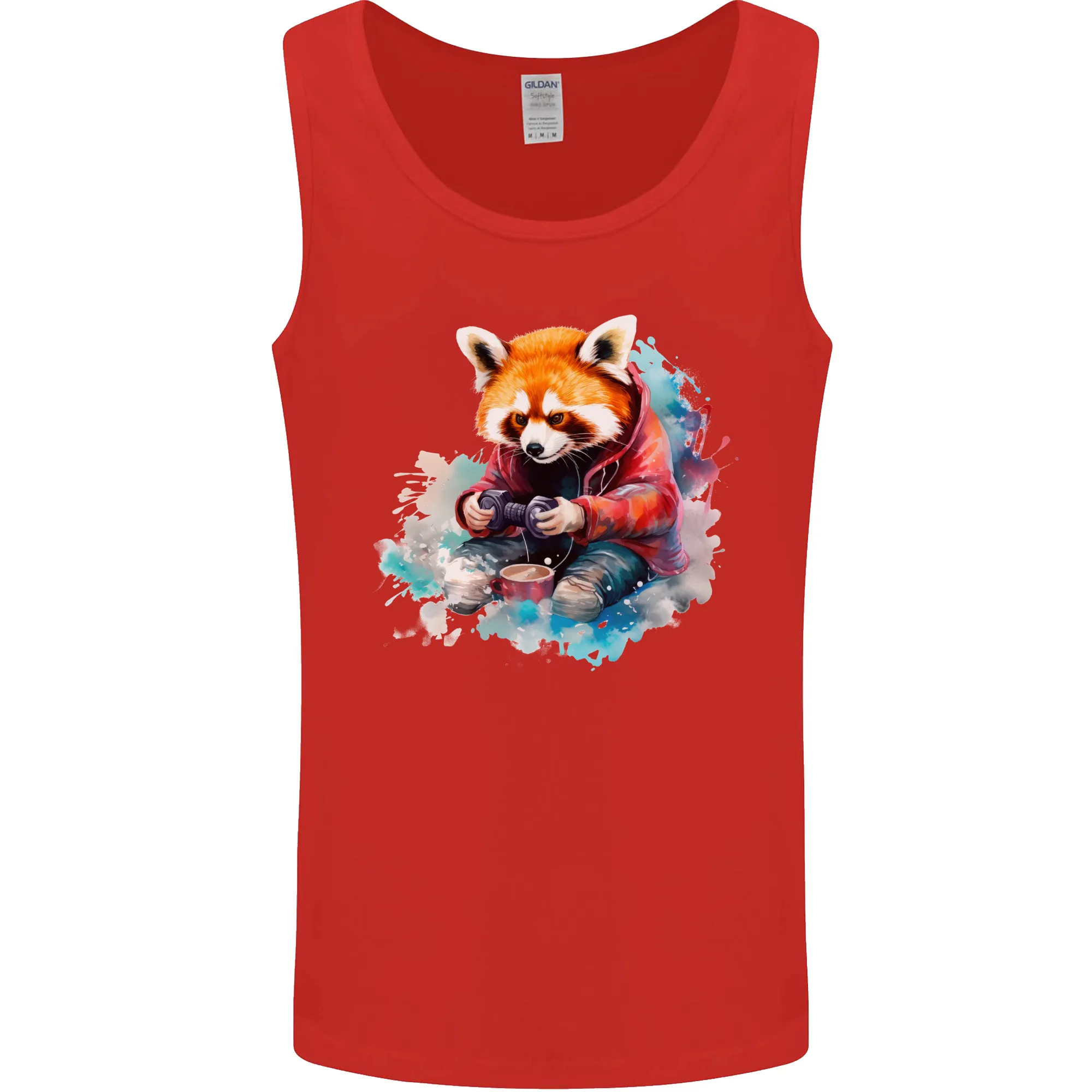 Gaming Red Panda Video Games Gamer Mens Vest Tank Top