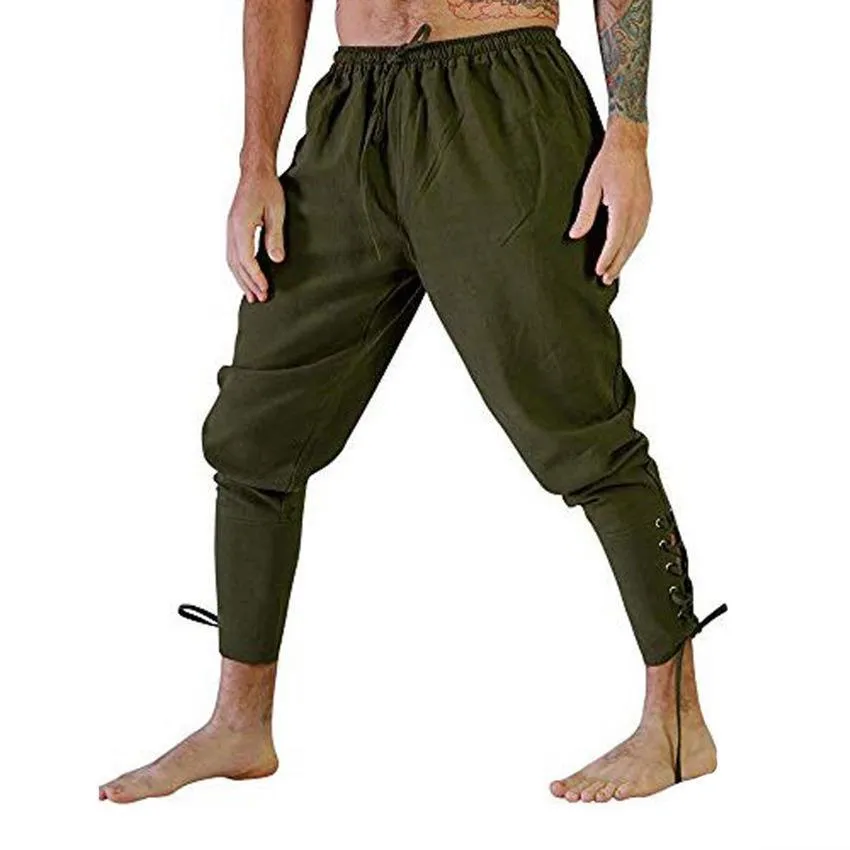 GOOSUDU Men's Casual Pants New  Casual Pants Summer Trousers Ankle Strap Pants Medieval Pirate Ship Pants