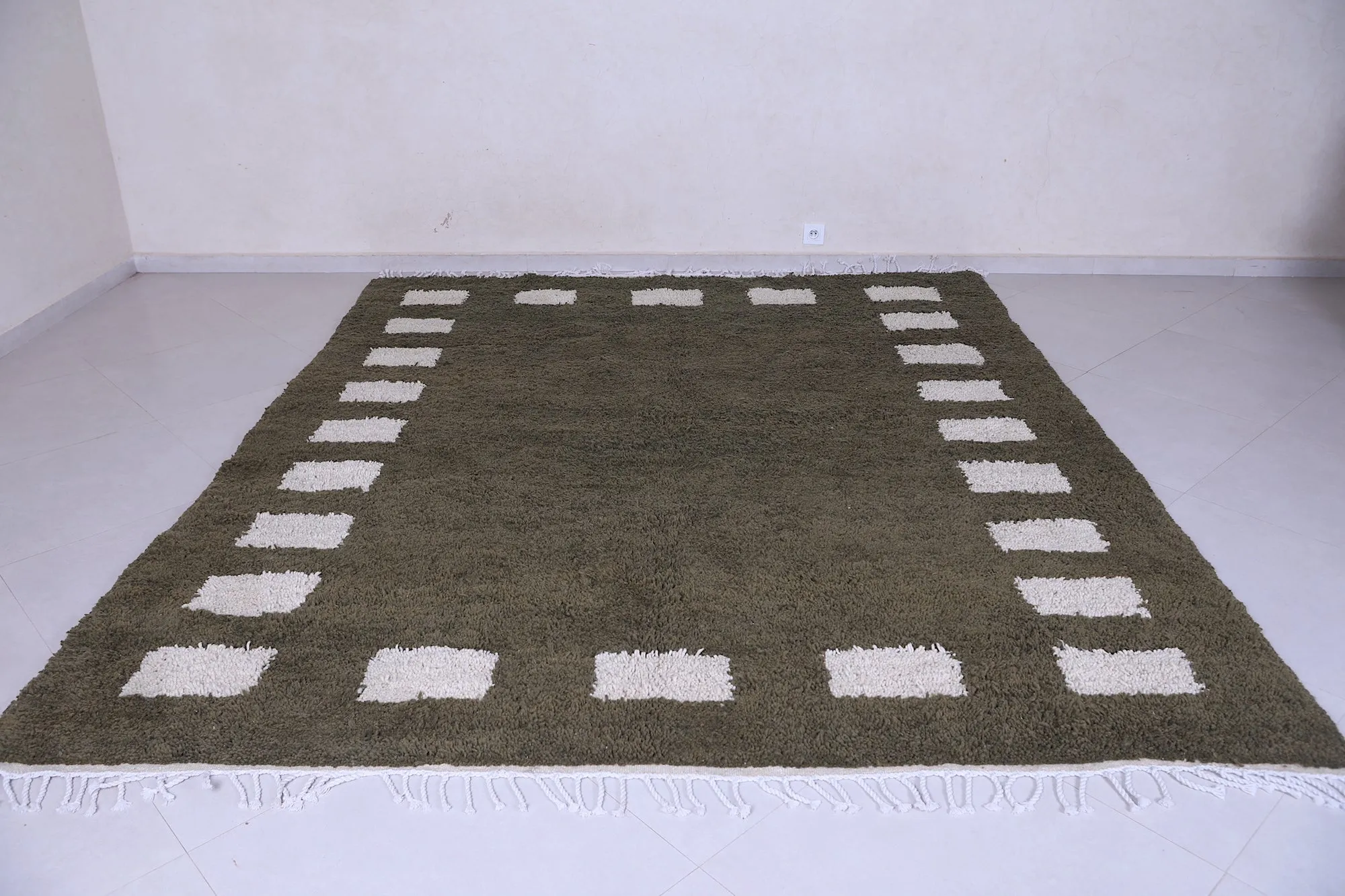 Green checkered rug - Custom Moroccan rug - wool berber rug