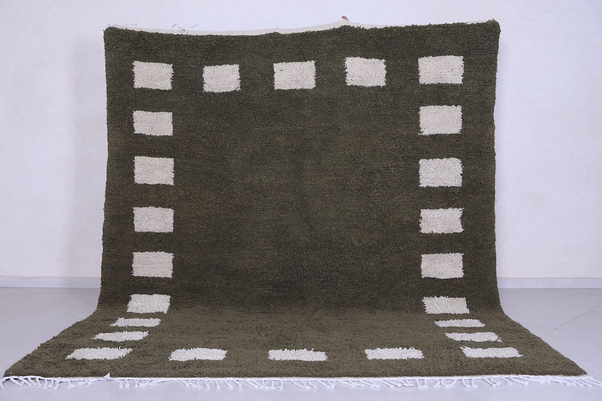 Green checkered rug - Custom Moroccan rug - wool berber rug