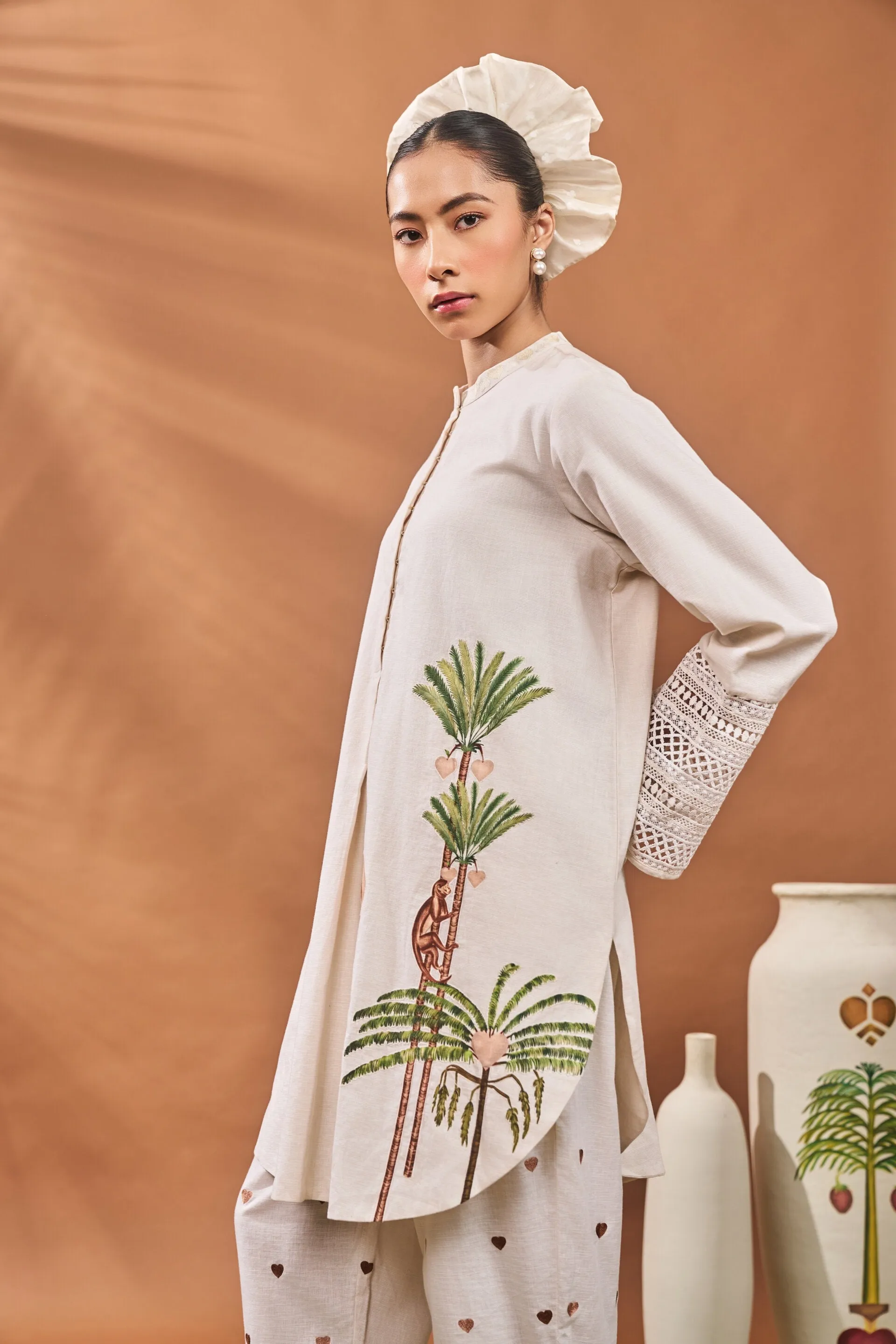 Ivory Blooming Board Tunic Set