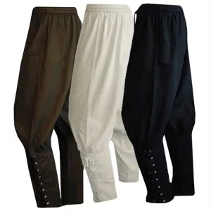 Men's Casual Anklet Trousers Mid-Century Pirate Pants with Belt