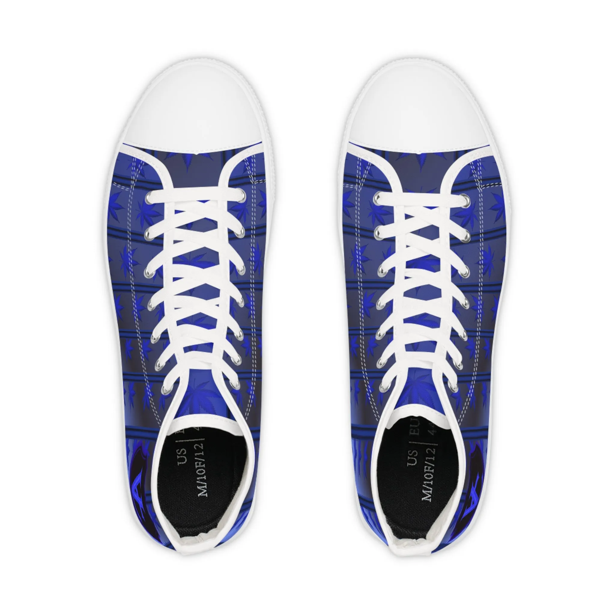 Men's High Top Sneakers with Blue Leaf Design - Stylish Footwear for Casual Vibes