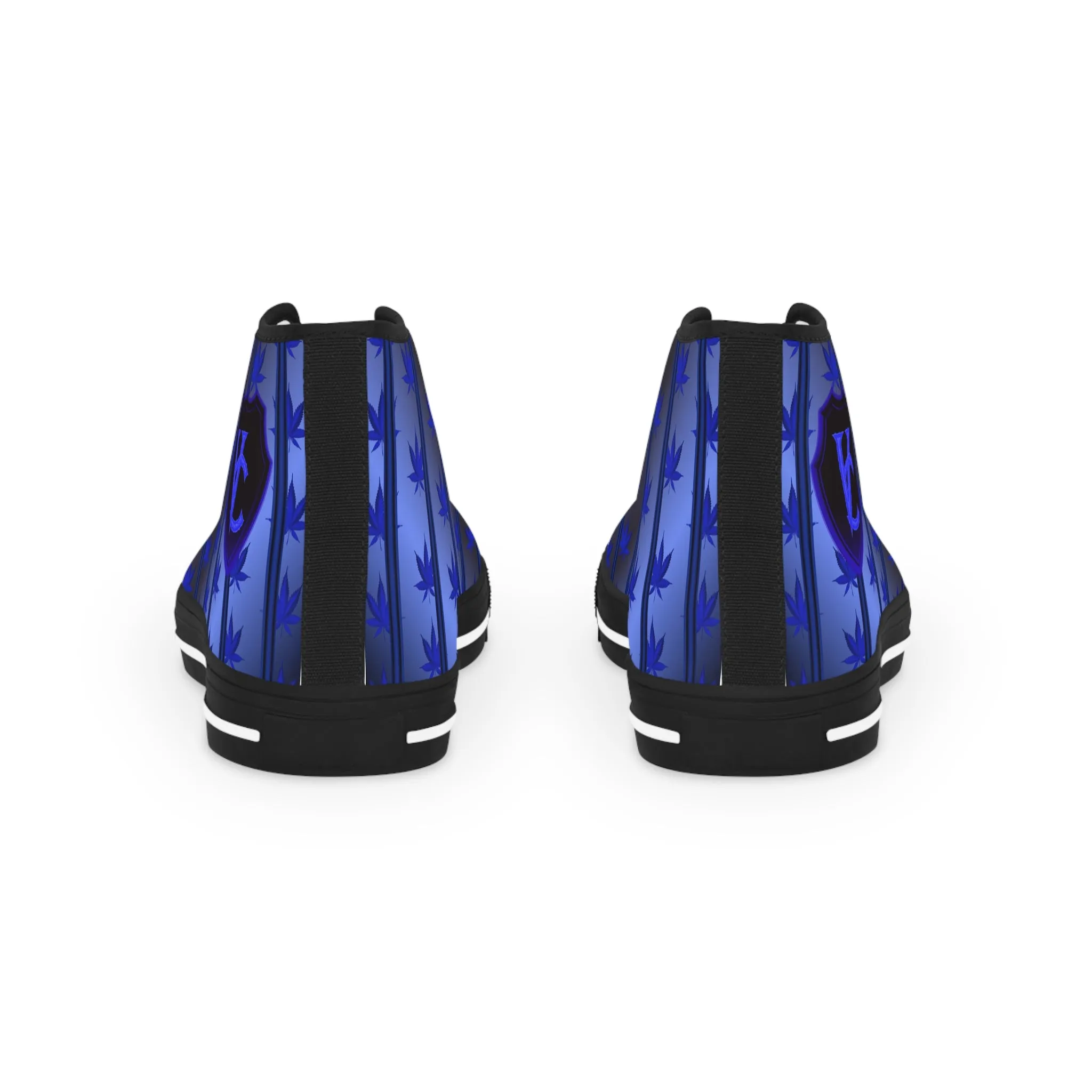 Men's High Top Sneakers with Blue Leaf Design - Stylish Footwear for Casual Vibes