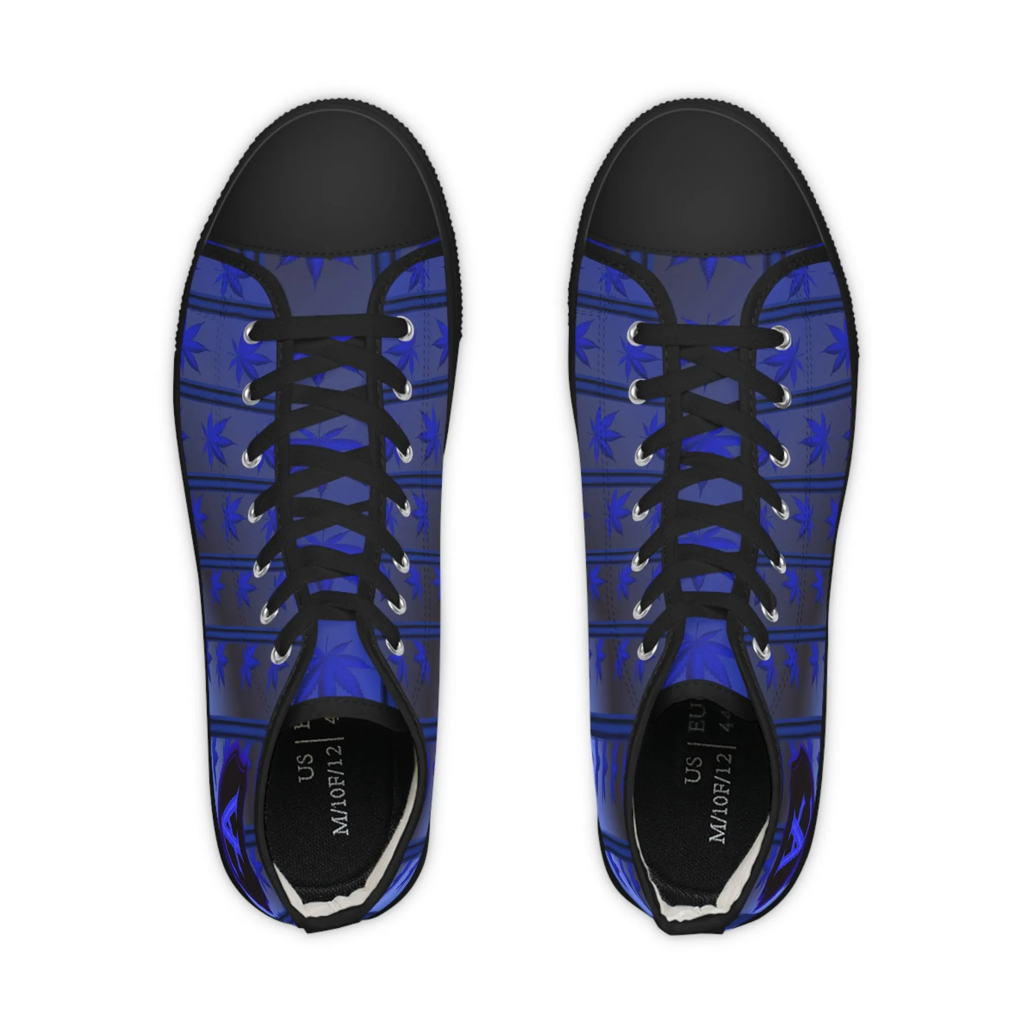 Men's High Top Sneakers with Blue Leaf Design - Stylish Footwear for Casual Vibes