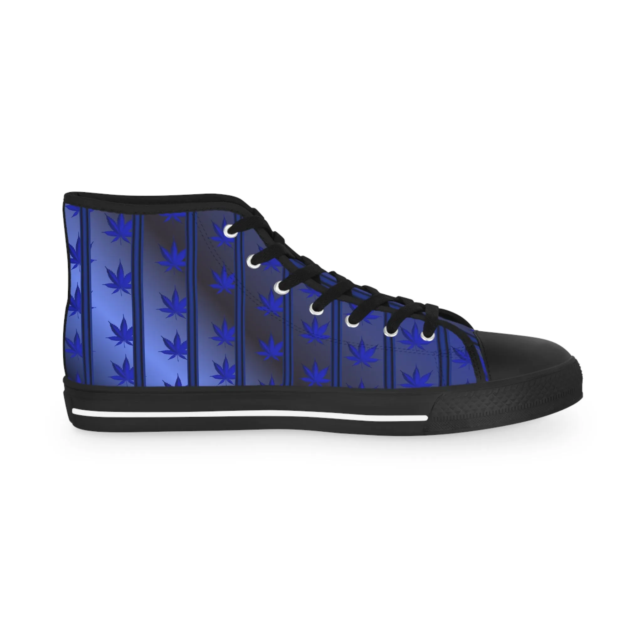 Men's High Top Sneakers with Blue Leaf Design - Stylish Footwear for Casual Vibes
