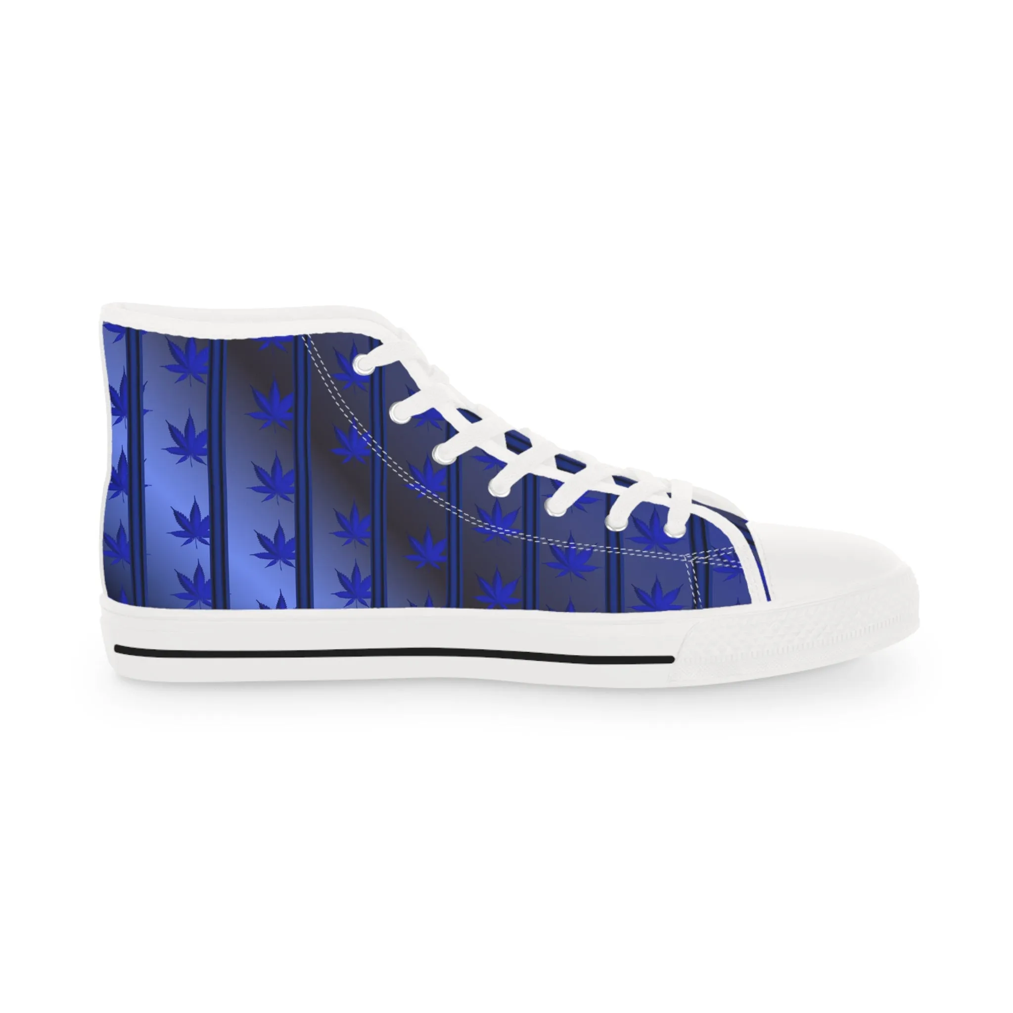 Men's High Top Sneakers with Blue Leaf Design - Stylish Footwear for Casual Vibes