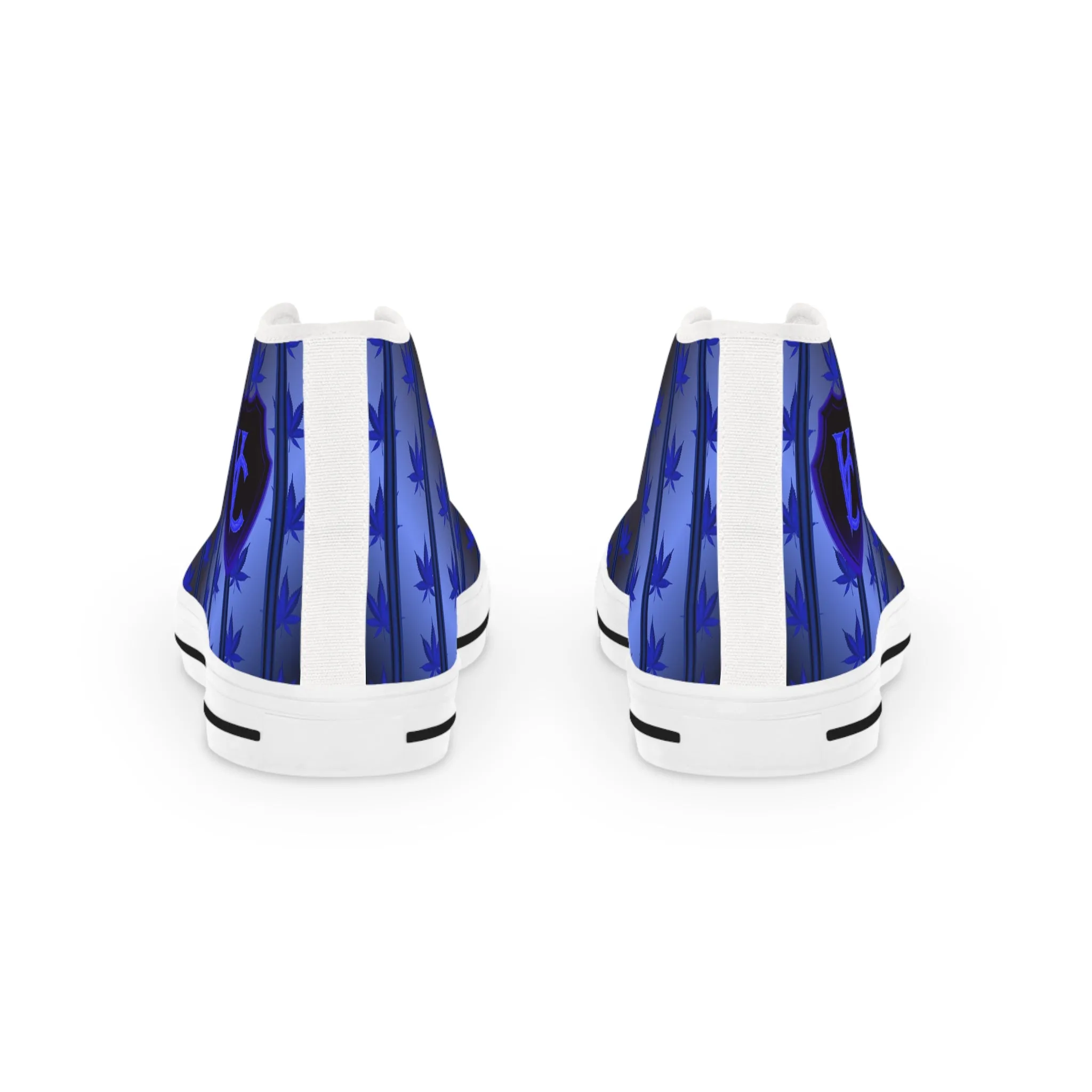 Men's High Top Sneakers with Blue Leaf Design - Stylish Footwear for Casual Vibes