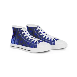 Men's High Top Sneakers with Blue Leaf Design - Stylish Footwear for Casual Vibes