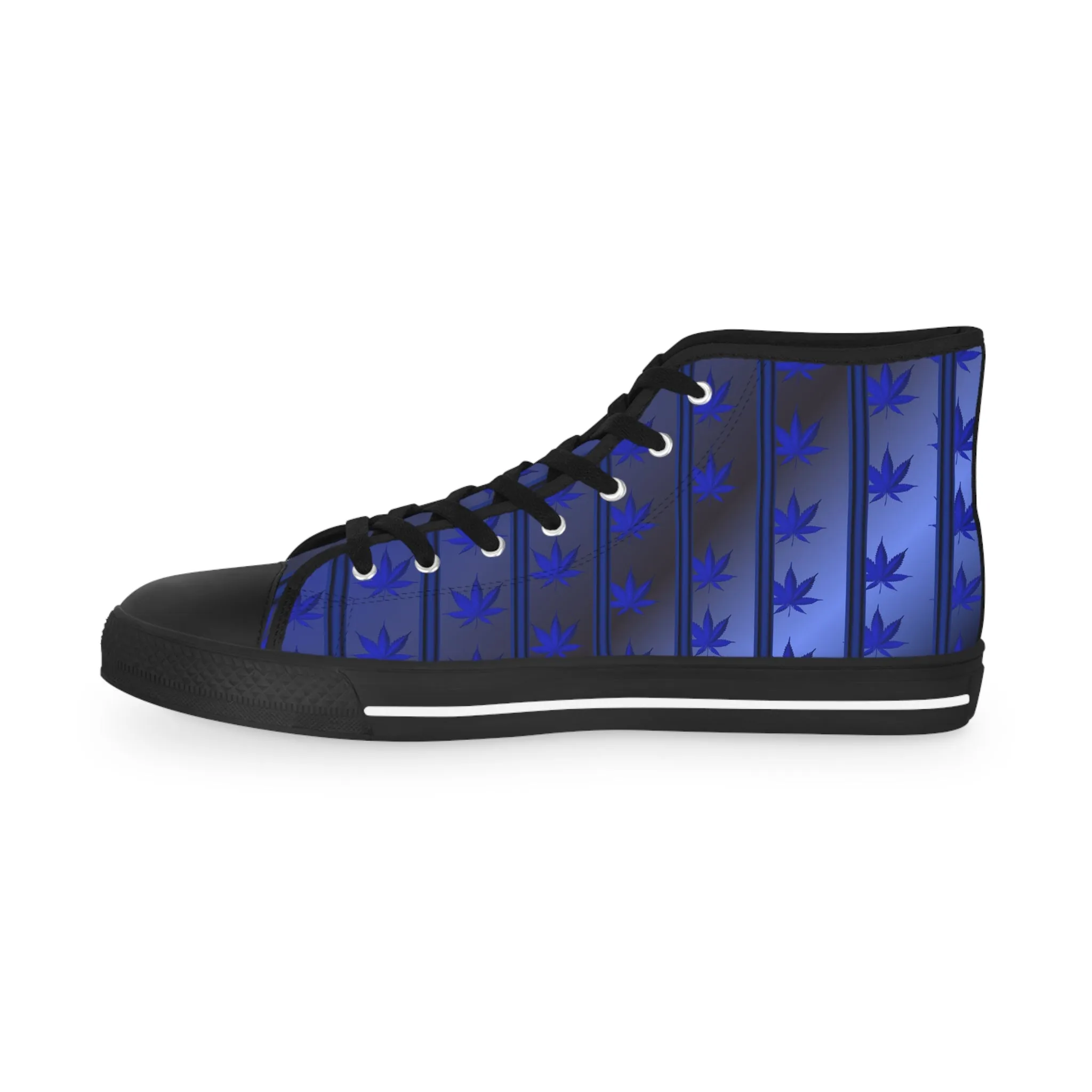 Men's High Top Sneakers with Blue Leaf Design - Stylish Footwear for Casual Vibes