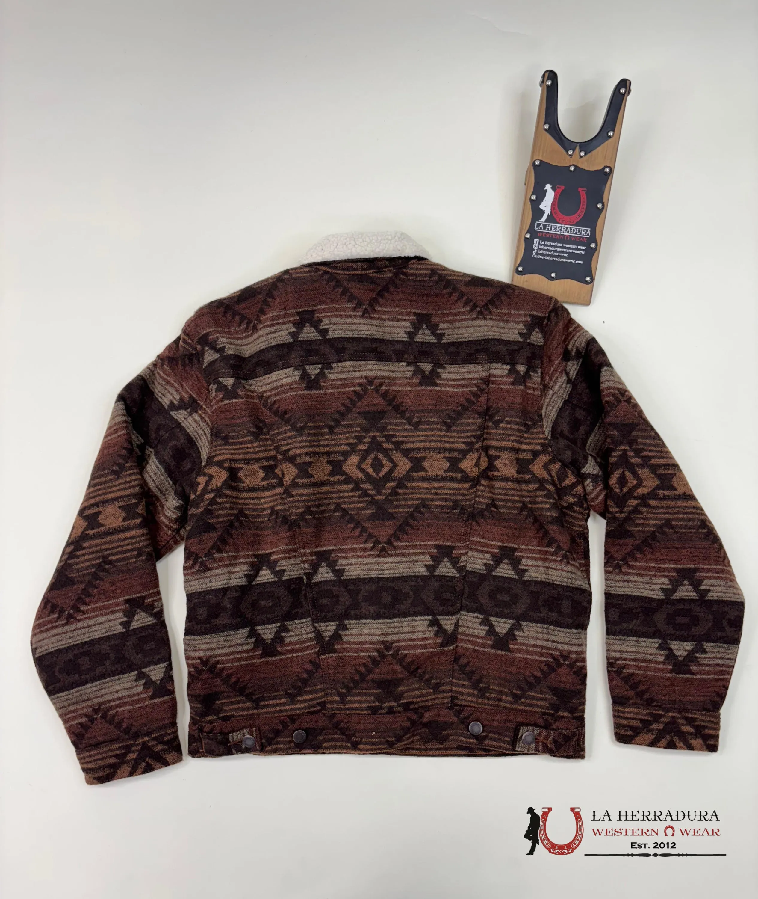 Men's Wrangler Sherpa Lined Jacquard Print Jacket in Canyon Vibe