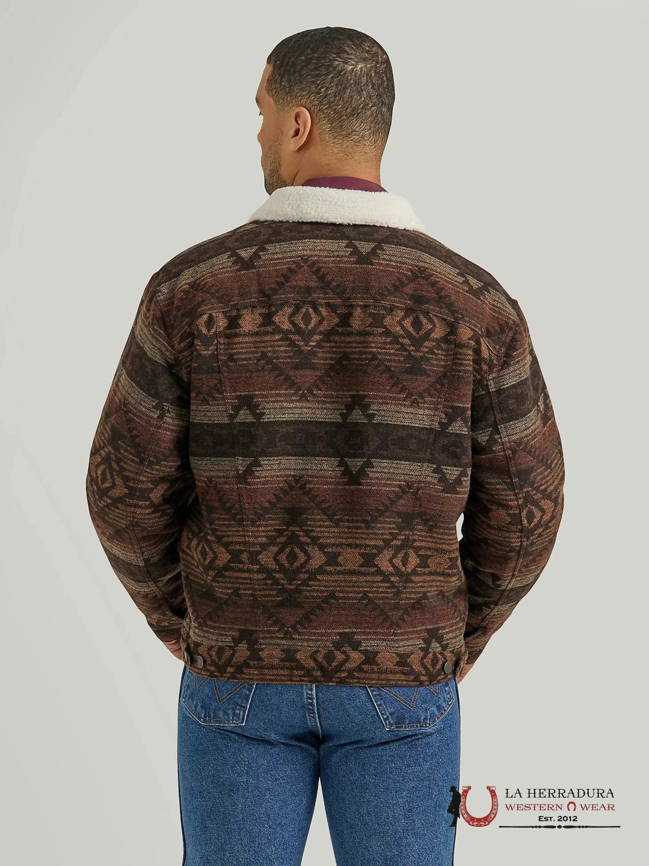 Men's Wrangler Sherpa Lined Jacquard Print Jacket in Canyon Vibe