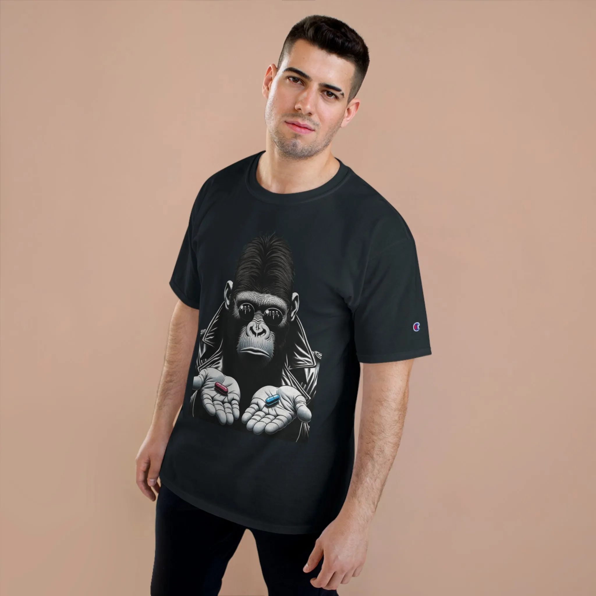 Morpheus-Inspired Ape Pill Holder High-Contrast T-Shirt