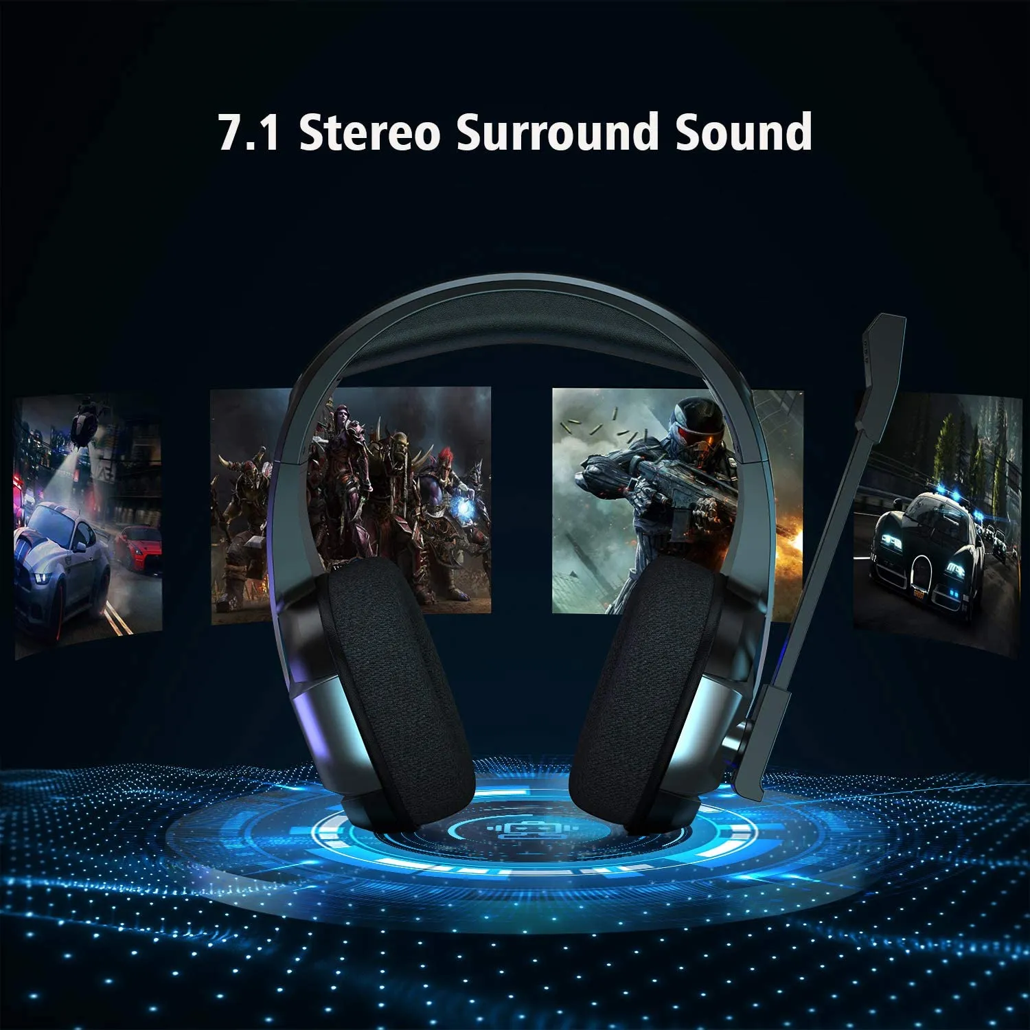 New in slightly damaged box! GM300 Professional gaming headset with 7.1 Surround Sound Stereo, Noise Canceling Over Ear Headphones with Mic, LED Light, Soft Memory Earmuffs
