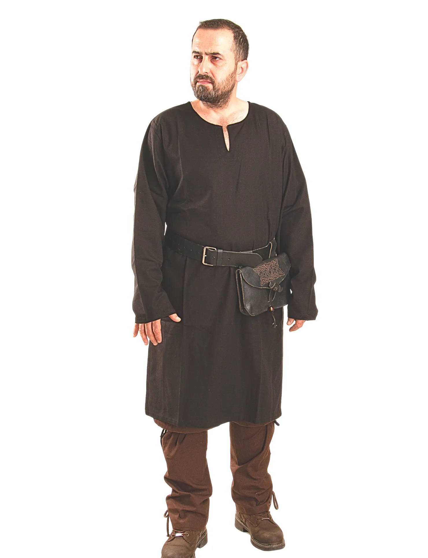ODIN Black Cotton Canvas Tunic - Men's Medieval Viking Cotton Canvas Tunic