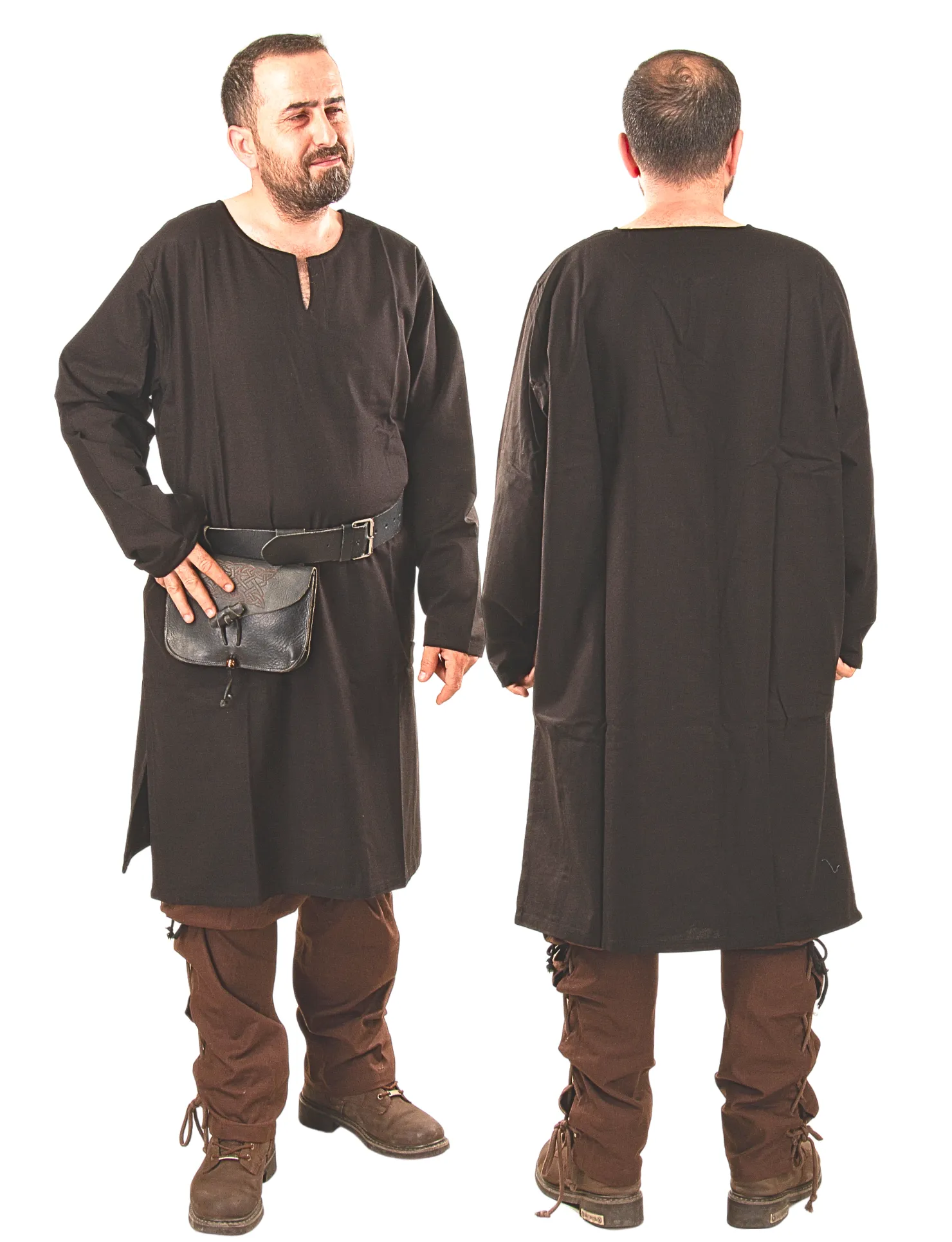 ODIN Black Cotton Canvas Tunic - Men's Medieval Viking Cotton Canvas Tunic
