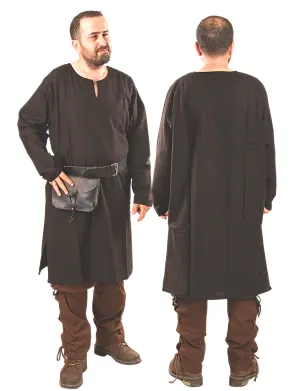 ODIN Black Cotton Canvas Tunic - Men's Medieval Viking Cotton Canvas Tunic