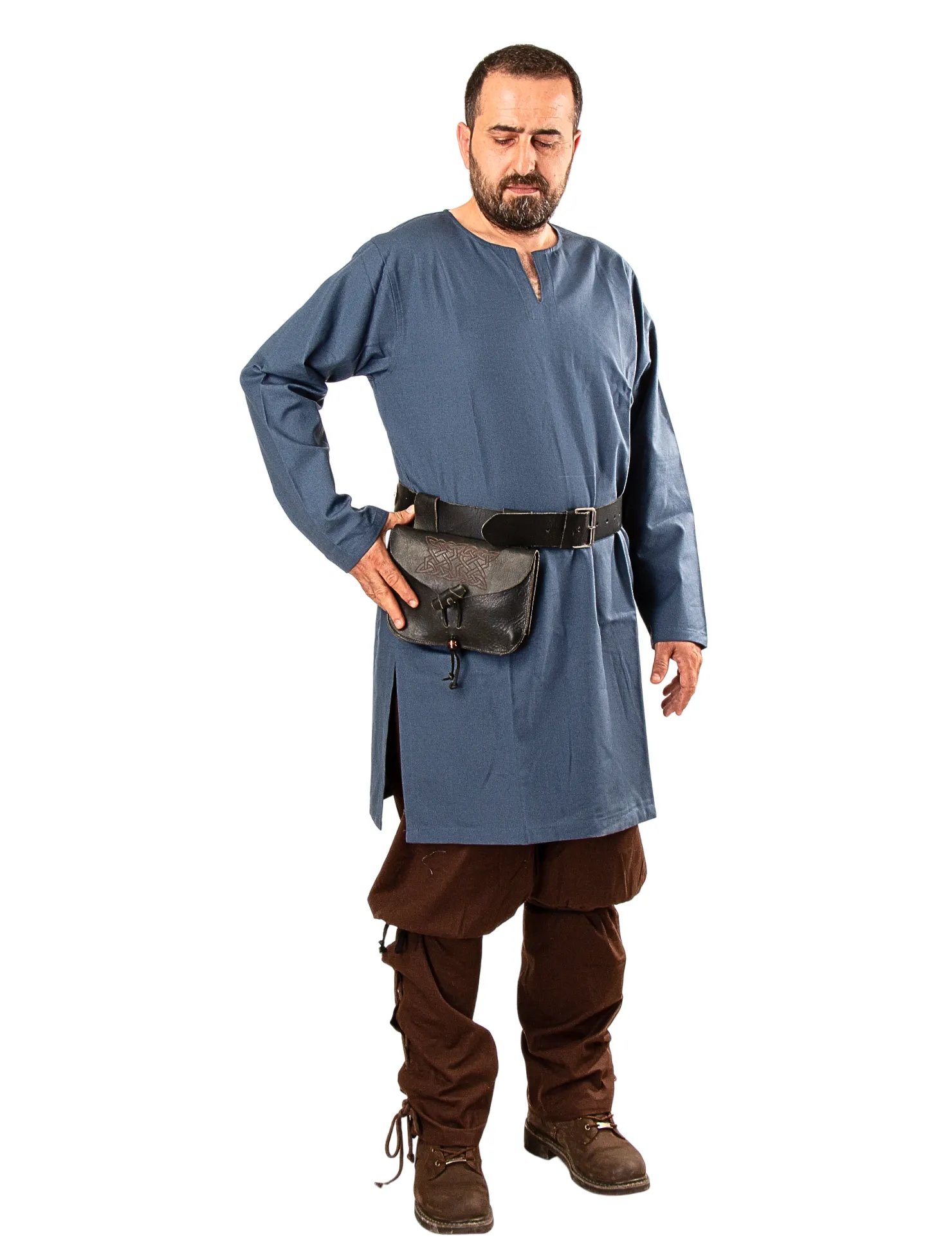 ODIN Blue Cotton Canvas Tunic - Men's Medieval Viking Cotton Canvas Tunic