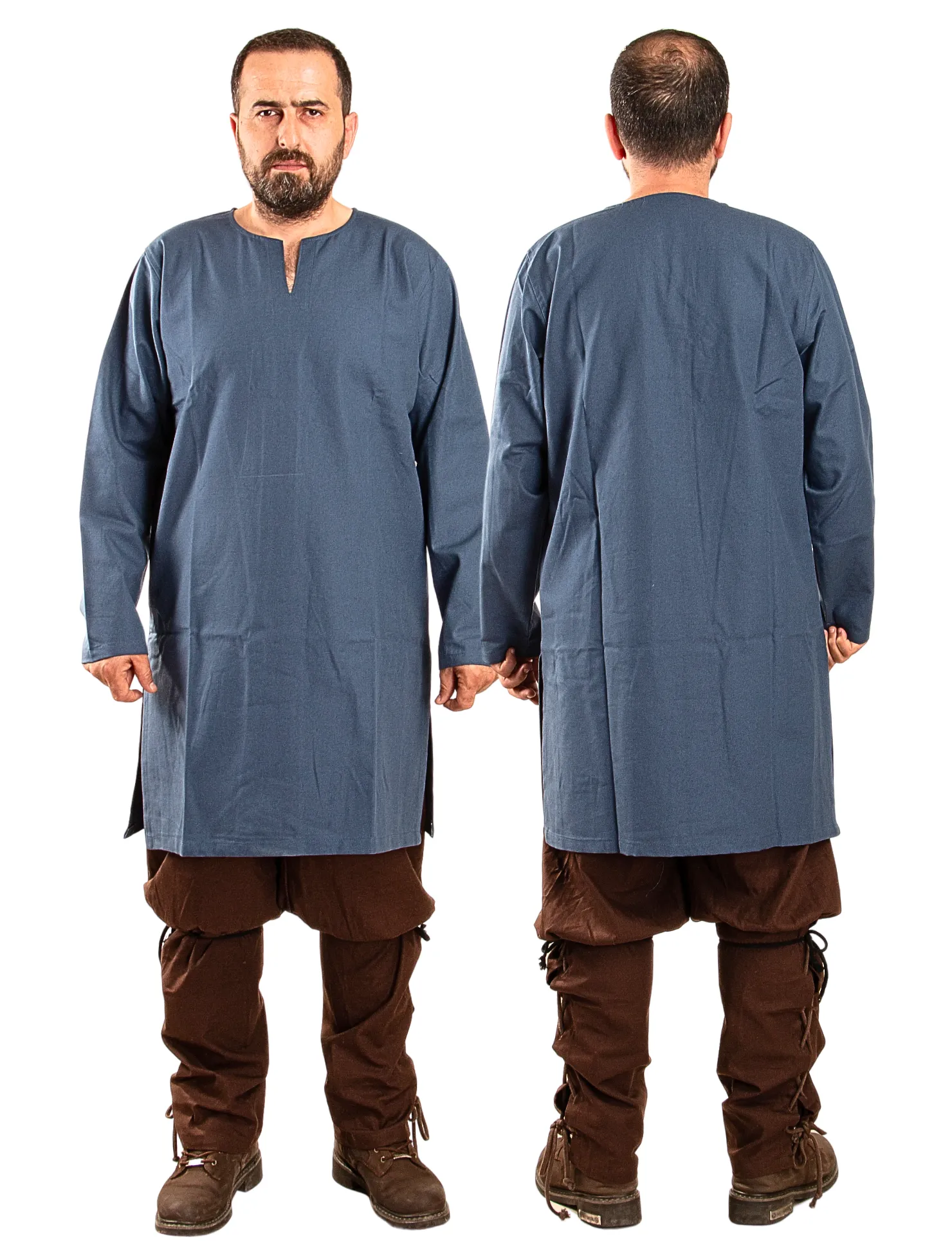ODIN Blue Cotton Canvas Tunic - Men's Medieval Viking Cotton Canvas Tunic
