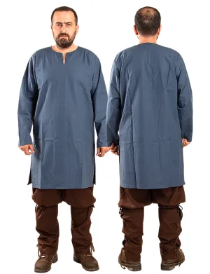 ODIN Blue Cotton Canvas Tunic - Men's Medieval Viking Cotton Canvas Tunic