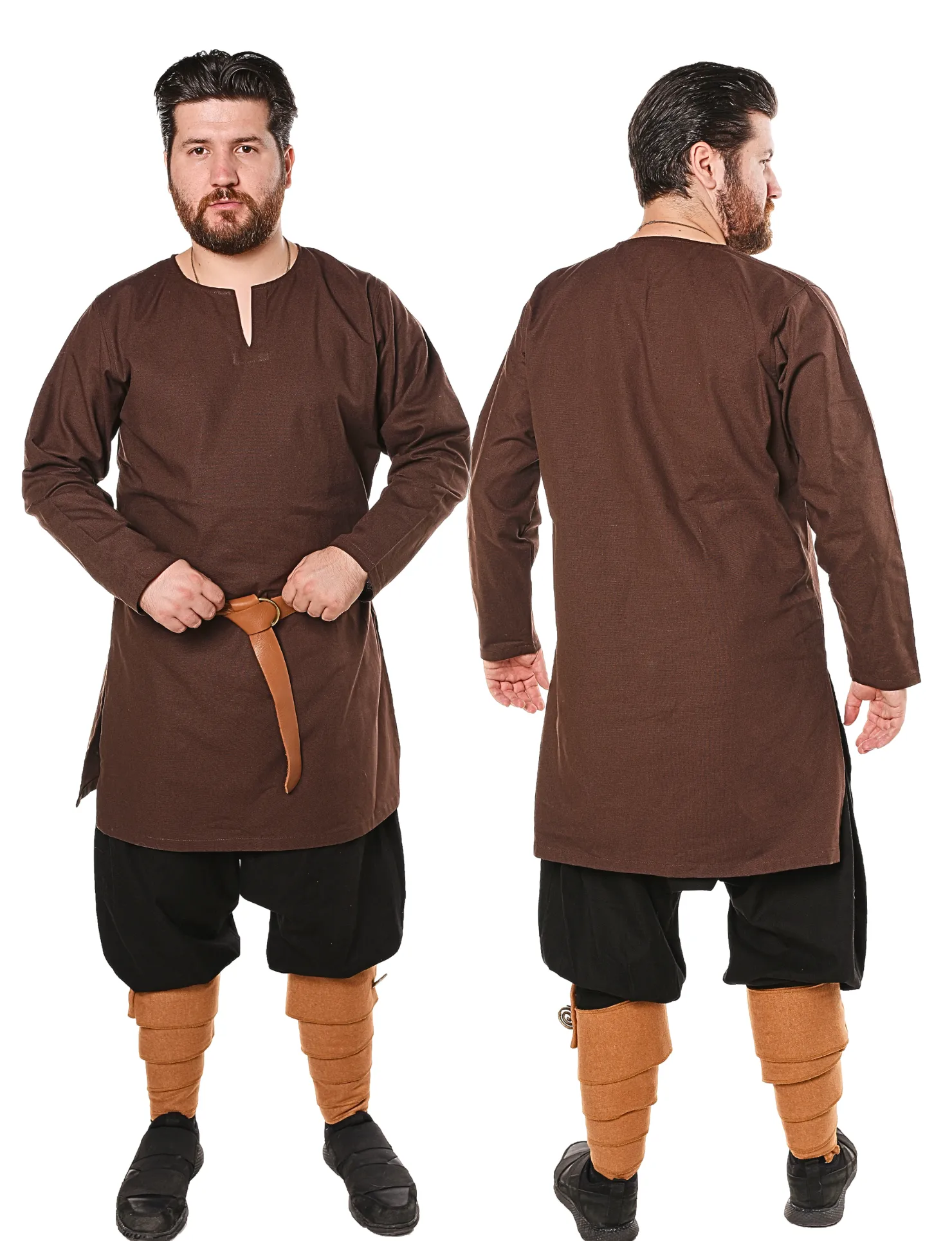 ODIN Brown Cotton Canvas Tunic - Men's Medieval Viking Cotton Canvas Tunic