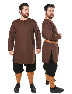 ODIN Brown Cotton Canvas Tunic - Men's Medieval Viking Cotton Canvas Tunic