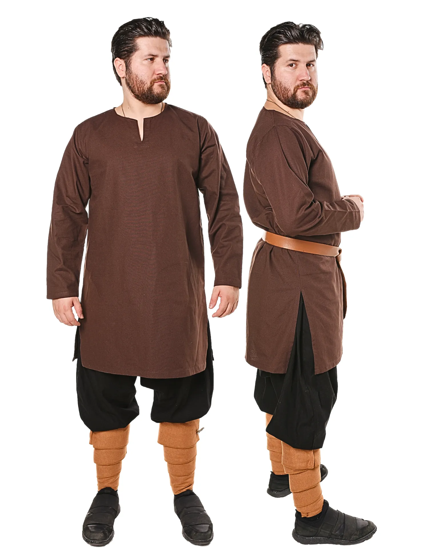 ODIN Brown Cotton Canvas Tunic - Men's Medieval Viking Cotton Canvas Tunic