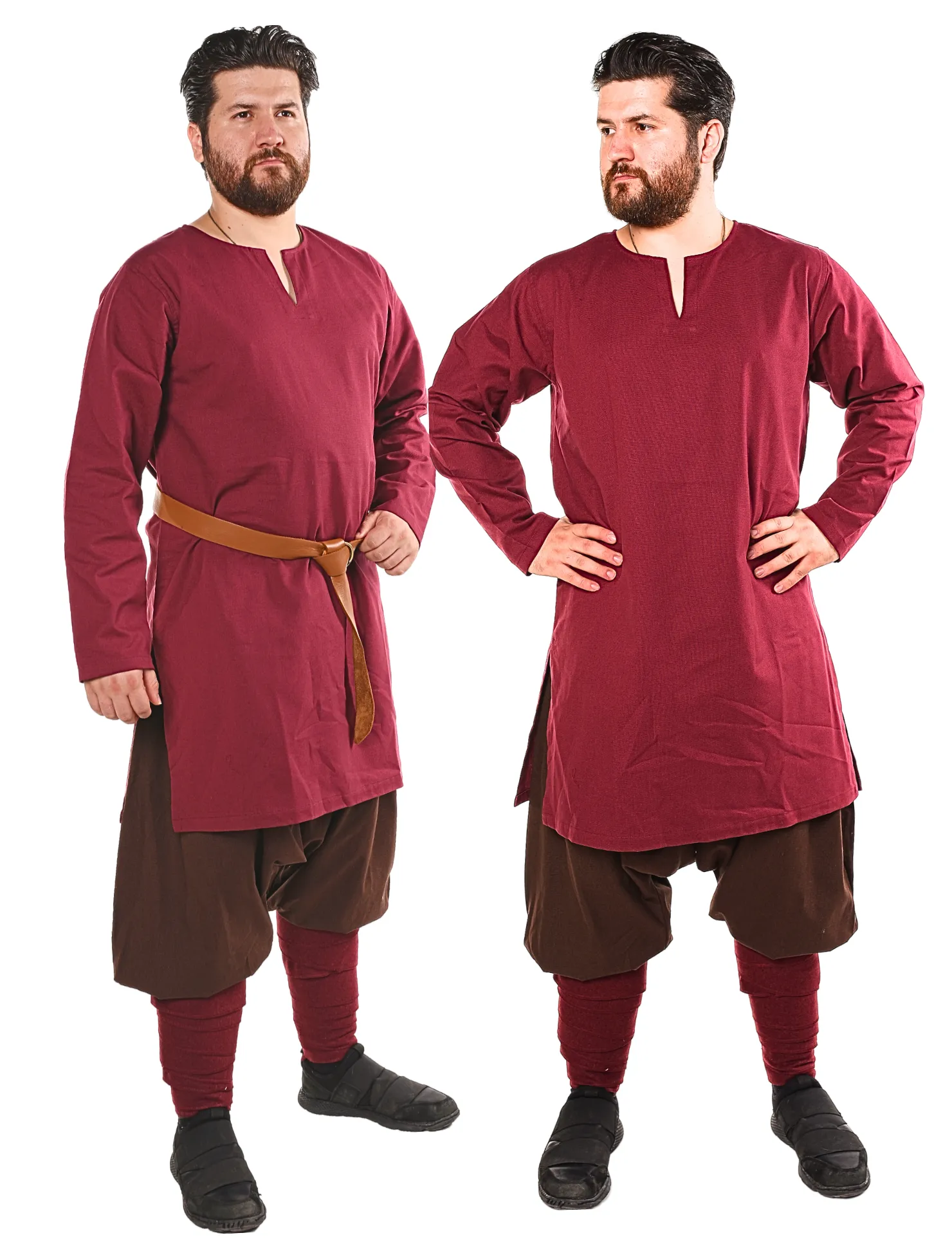 ODIN Burgundy Cotton Canvas Tunic - Men's Medieval Viking Cotton Canvas Tunic