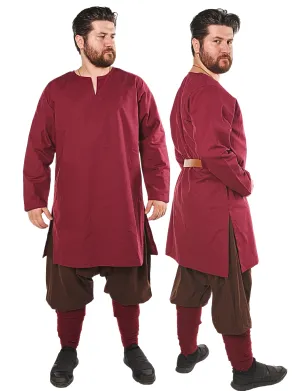 ODIN Burgundy Cotton Canvas Tunic - Men's Medieval Viking Cotton Canvas Tunic