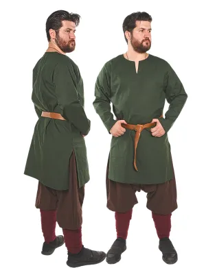 ODIN Green Cotton Canvas Tunic - Men's Medieval Viking Cotton Canvas Tunic