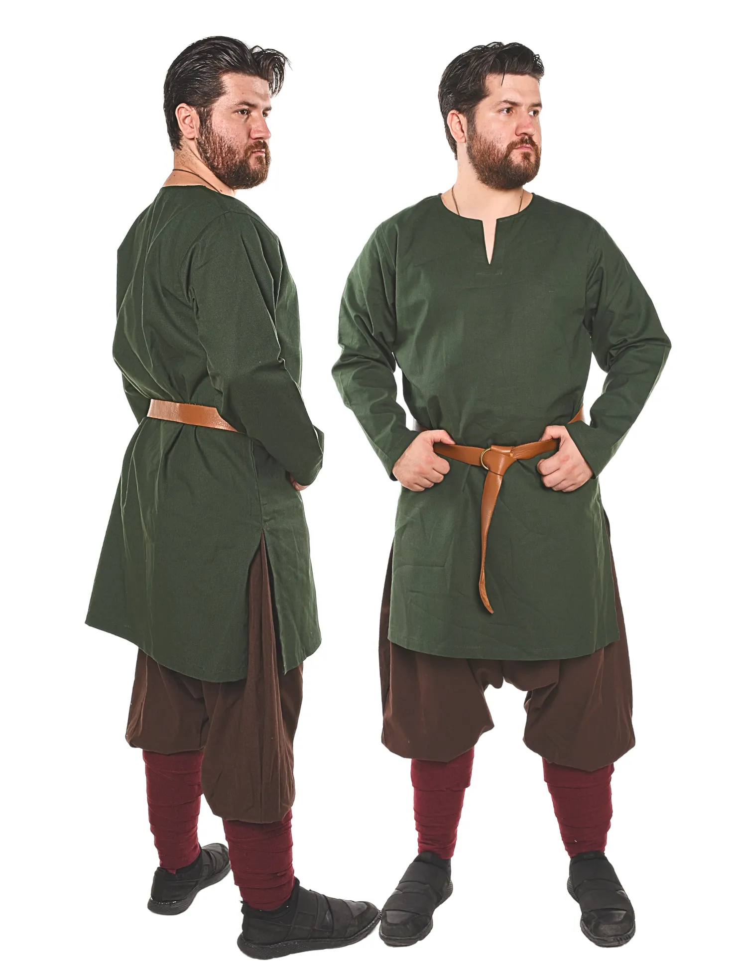 ODIN Green Cotton Canvas Tunic - Men's Medieval Viking Cotton Canvas Tunic