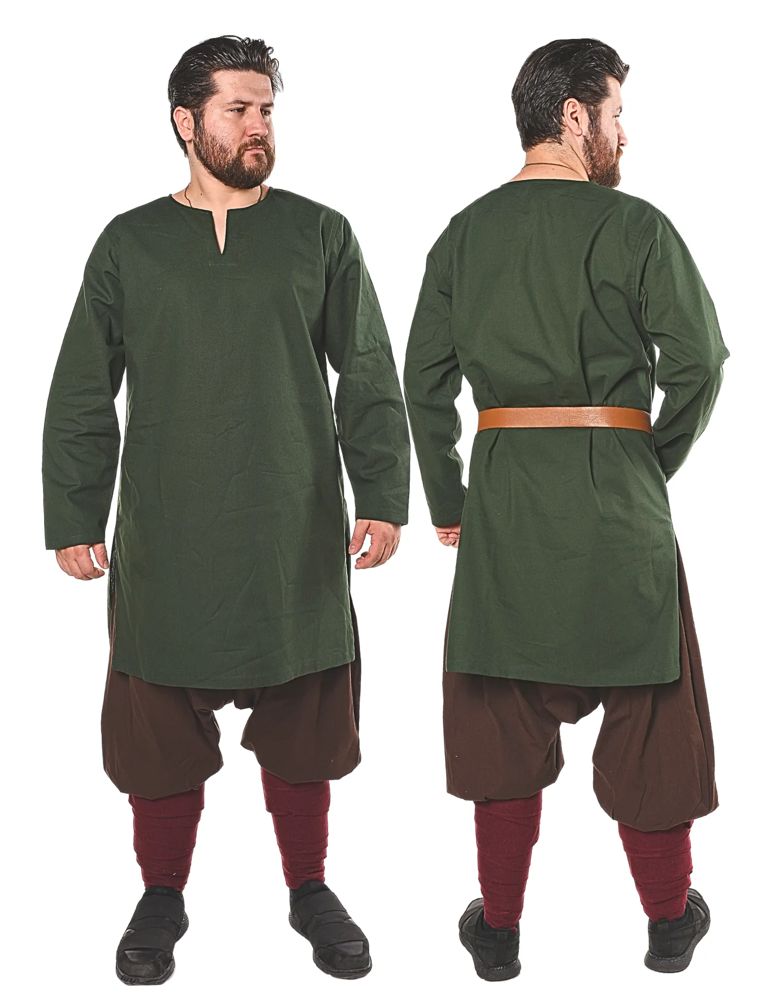ODIN Green Cotton Canvas Tunic - Men's Medieval Viking Cotton Canvas Tunic