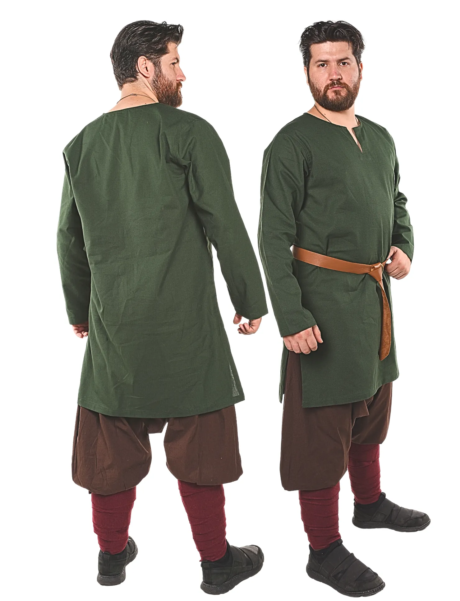 ODIN Green Cotton Canvas Tunic - Men's Medieval Viking Cotton Canvas Tunic