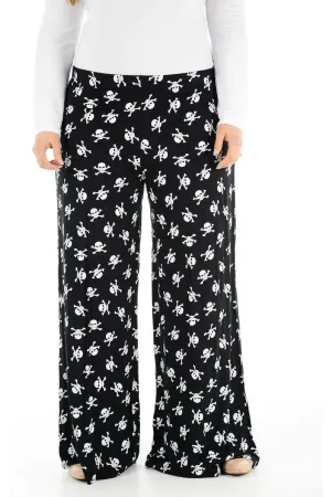Plus Size Skull Bones Print Palazzo Trouser