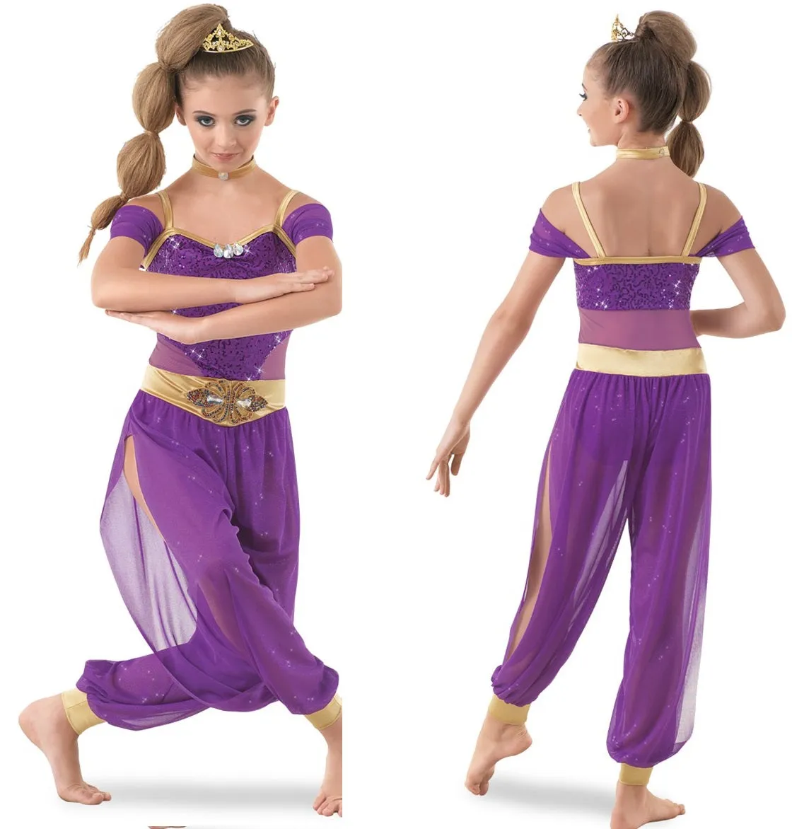 Pre-Owned Costume Weissman  10465 Medium Child Red  Ballet Acro Sequin Arabian Genie