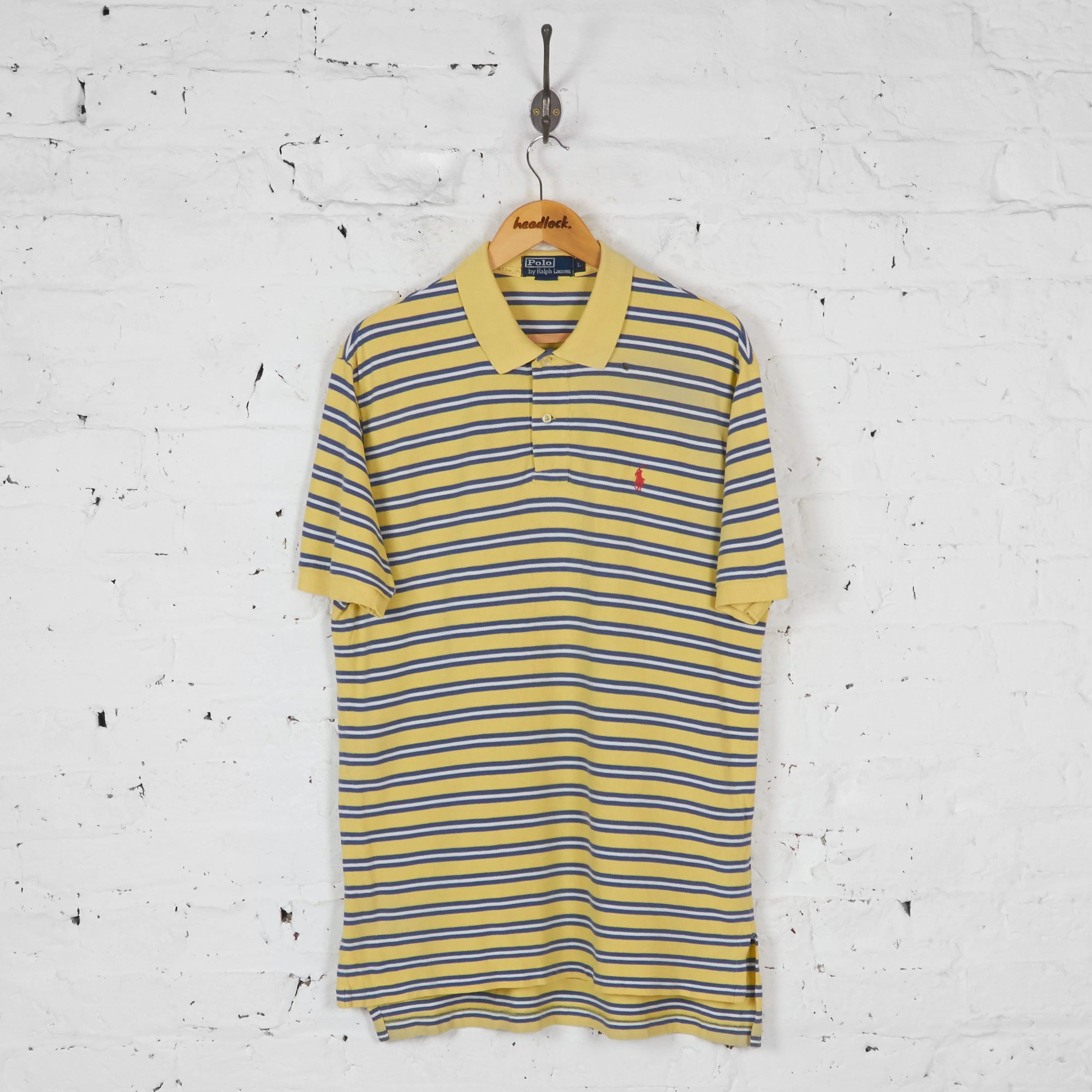 Ralph Lauren Striped Polo Shirt - Yellow - L