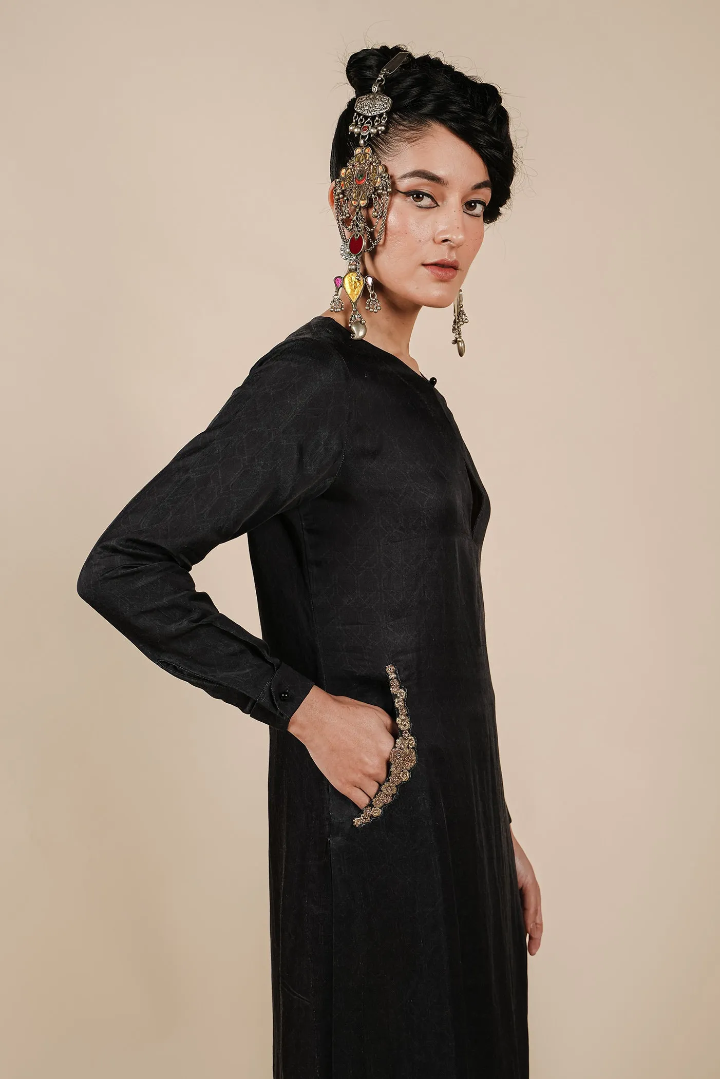 Rich Black Tunic Set