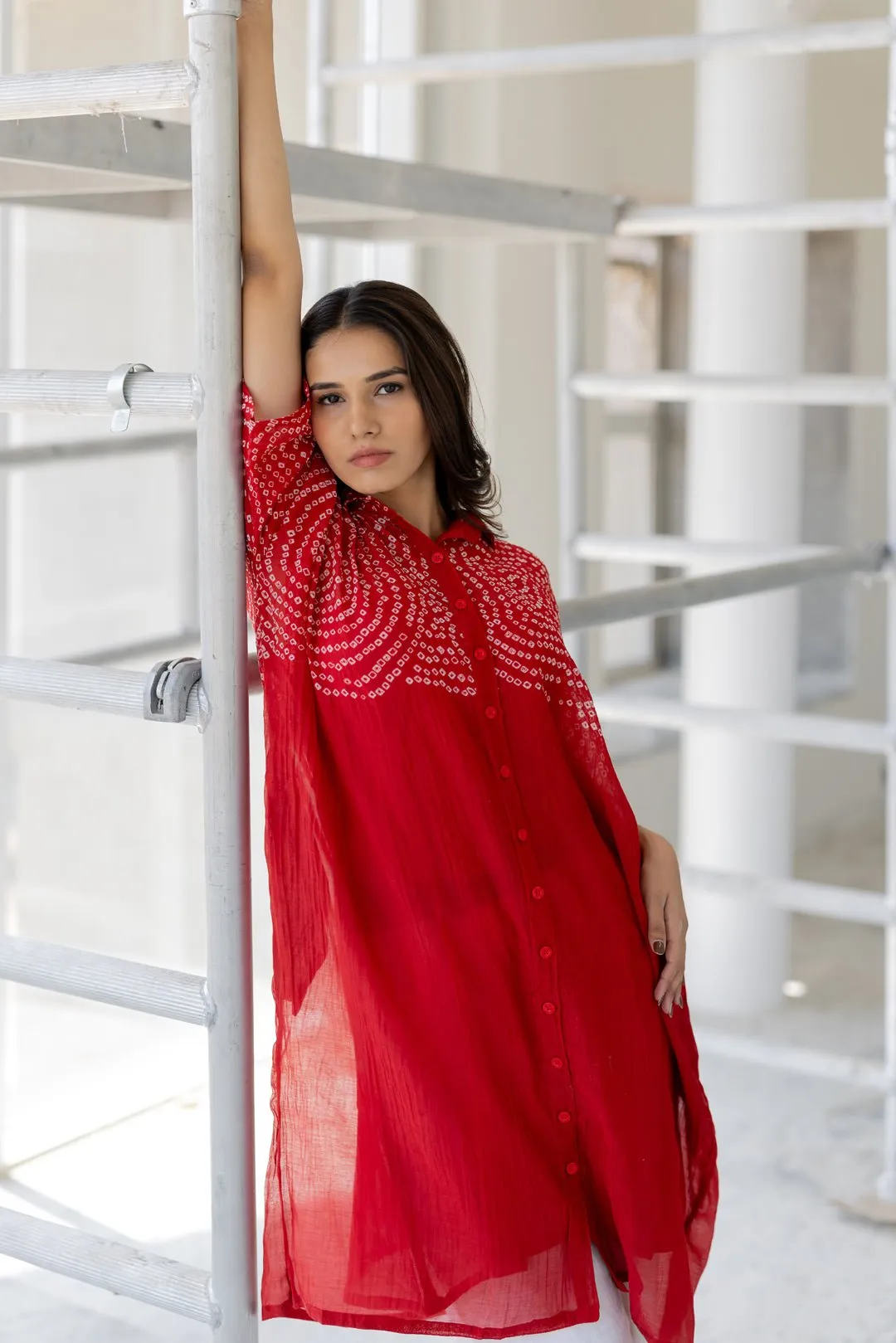 Ruby Swirl Bandhani Tunic Set