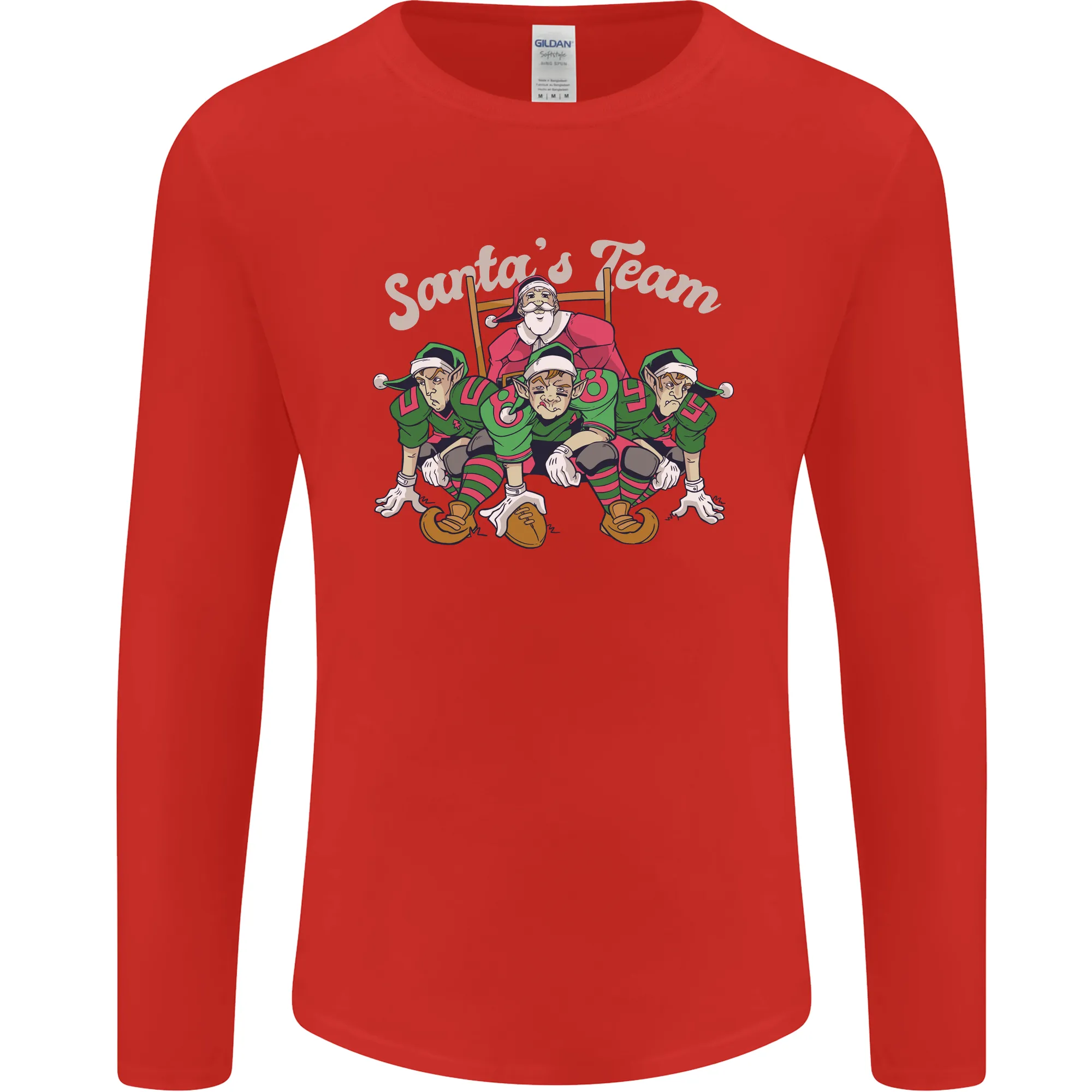 Santa American Football Team Christmas Xmas Mens Long Sleeve T-Shirt
