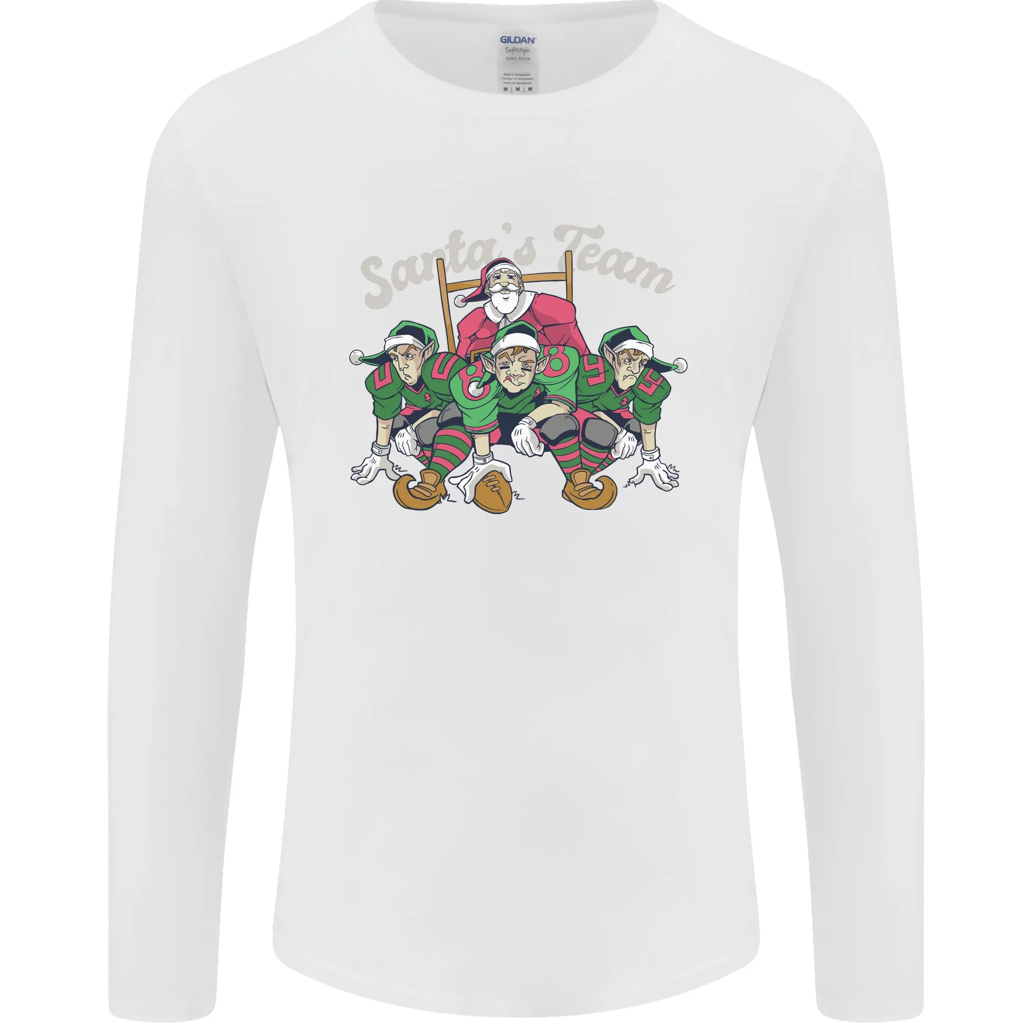Santa American Football Team Christmas Xmas Mens Long Sleeve T-Shirt