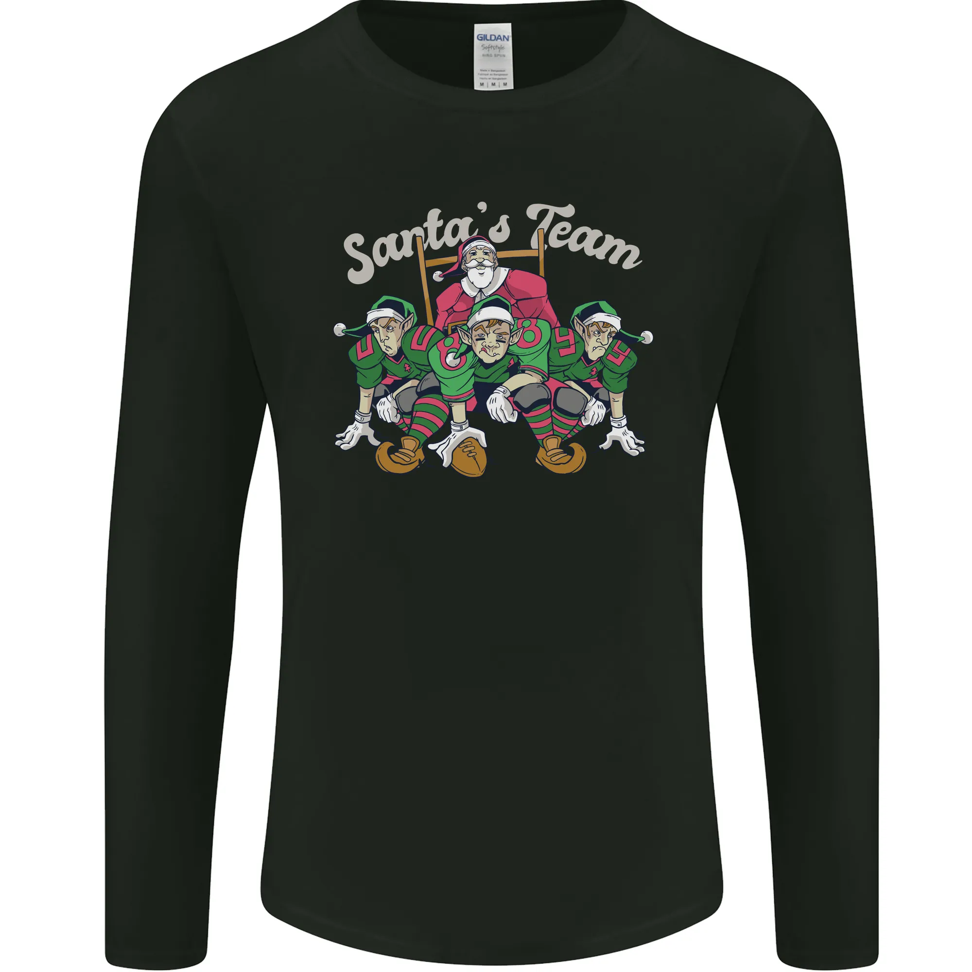 Santa American Football Team Christmas Xmas Mens Long Sleeve T-Shirt